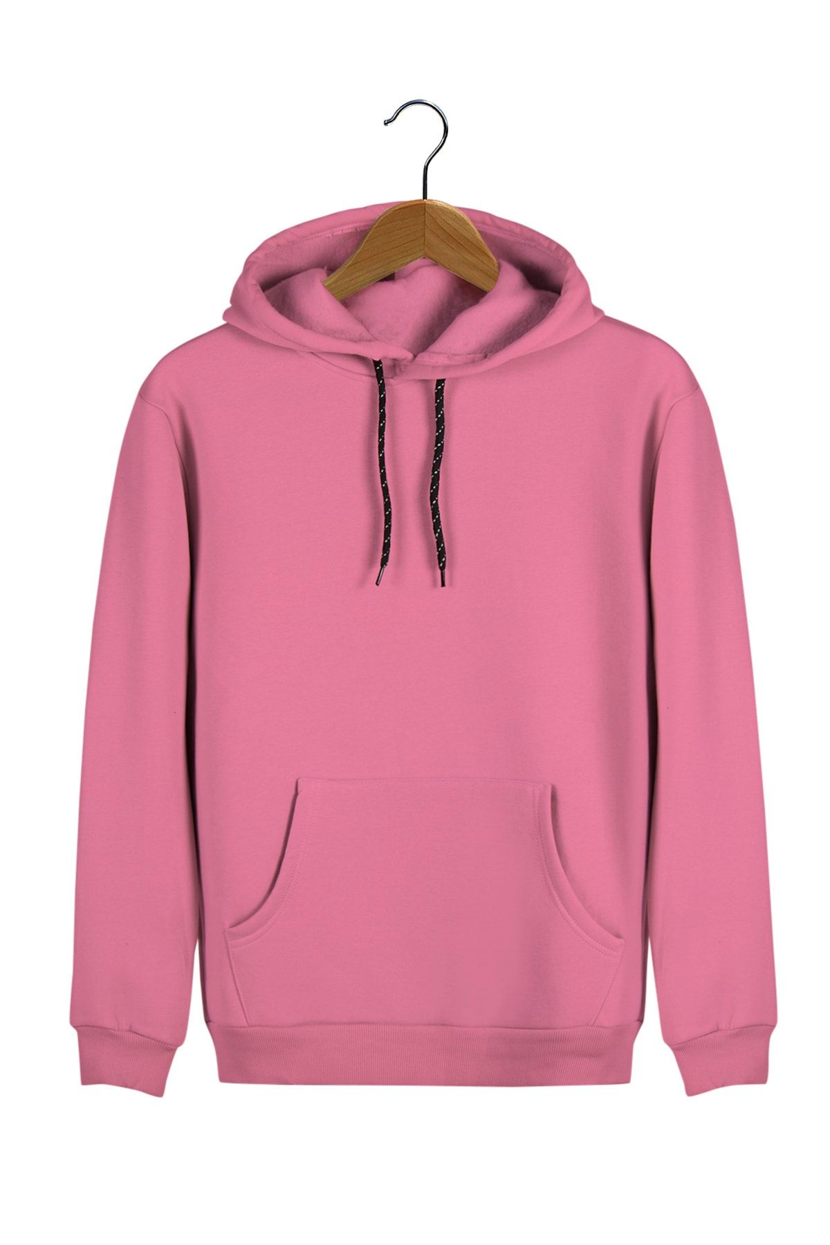 Terapi Men Erkek Pembe Kapüşonlu Kanguru Cepli Basic Hoodie Sweatshirt