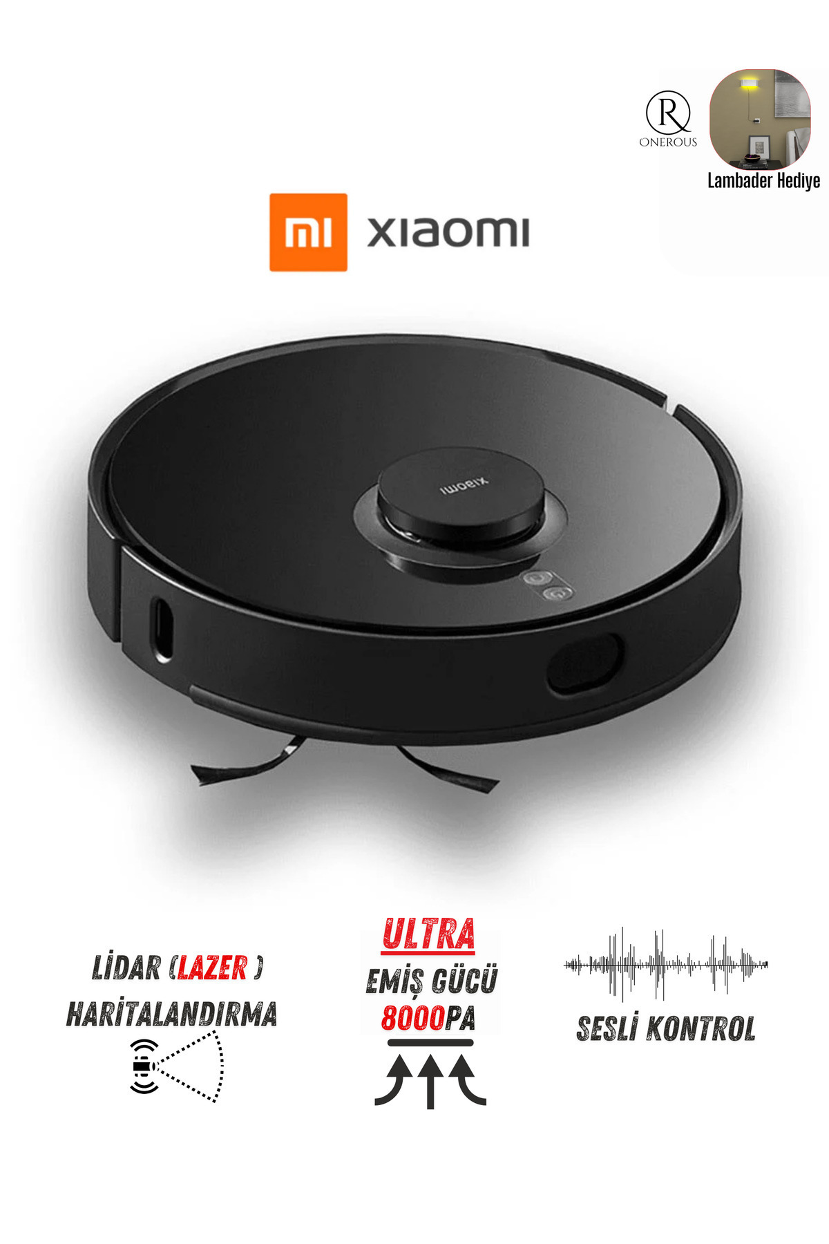 8000PA Üstün Emiş Gücü Performanslı Wİ-Fİ Akıllı Kontrol LİDAR Tarama Turbo Özellikli Robot Süpürge
