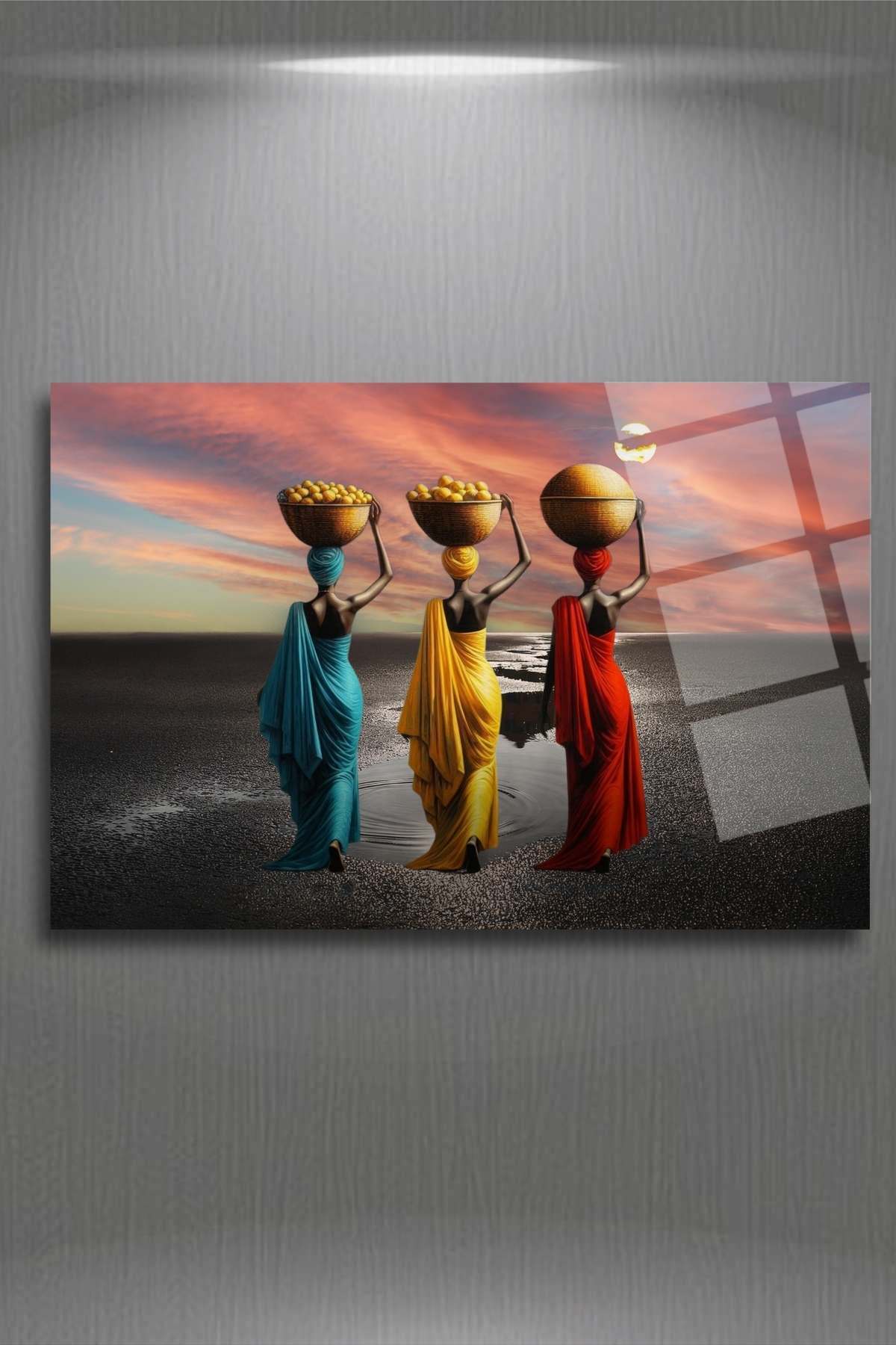 HMDS CONCEPT Siyahi Kadınlar Cam Tablo 296 - Modern Duvar Sanatı