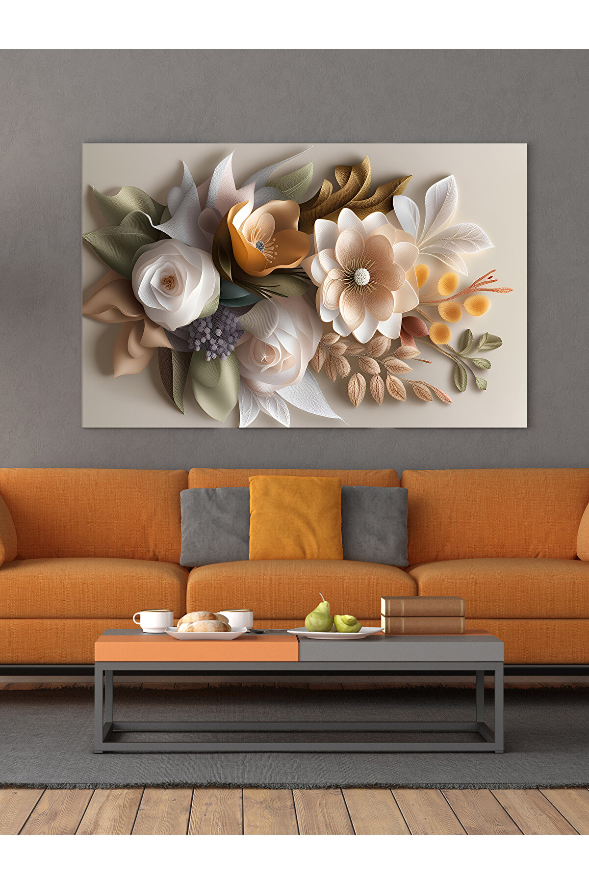 ESLEM Çiçek Baskılı Kanvas Tablo - Doğal ve Modern Dekorasyon İçin