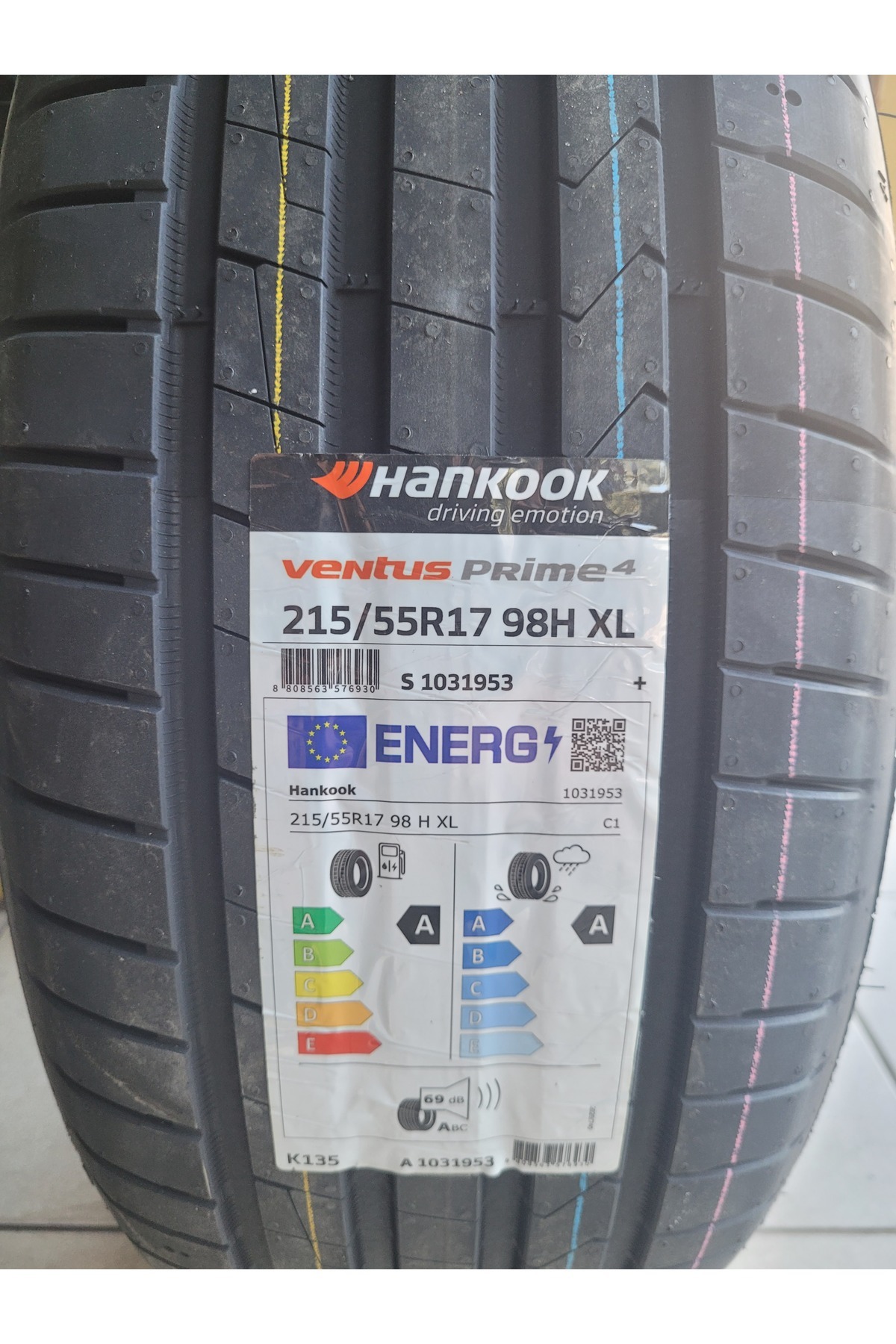 215/55R17 Ventus Prime4 K135 98H XL Set Olarak (4 ADET) A-A Seri 69Desibel 2025 Üretim