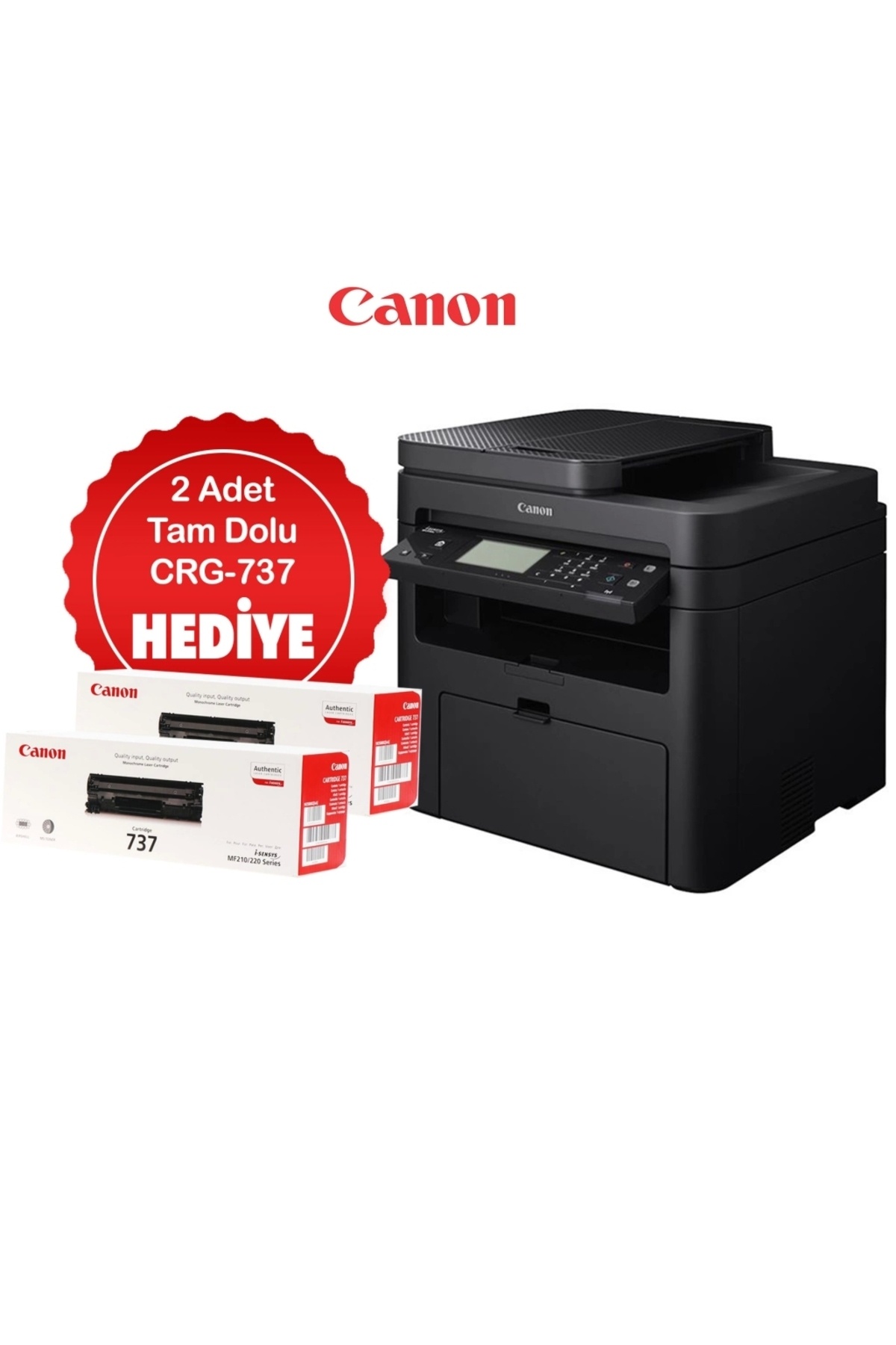 İ-sensys Mf237w, Lazer Yazıcı, Tarayıcı, Fotokopi, Fax, Wifi, Lan 162 Orijinal 2 Adet Crg737 Ton