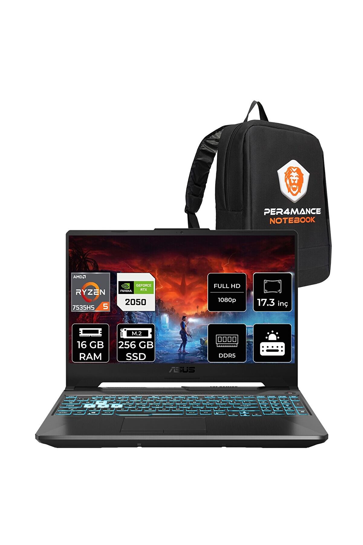 TUF Gaming A15 R5-7535HS 16GB 256GB SSD RTX2050/4GB 144Hz 15.6