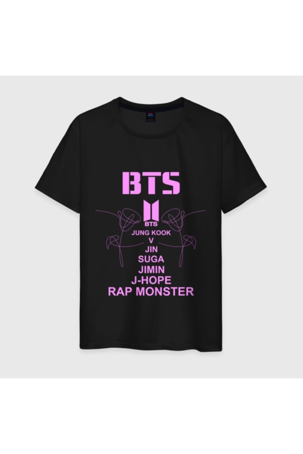 GALASHOP Bts Yazı Baskılı Siyah Unisex Tişört 637