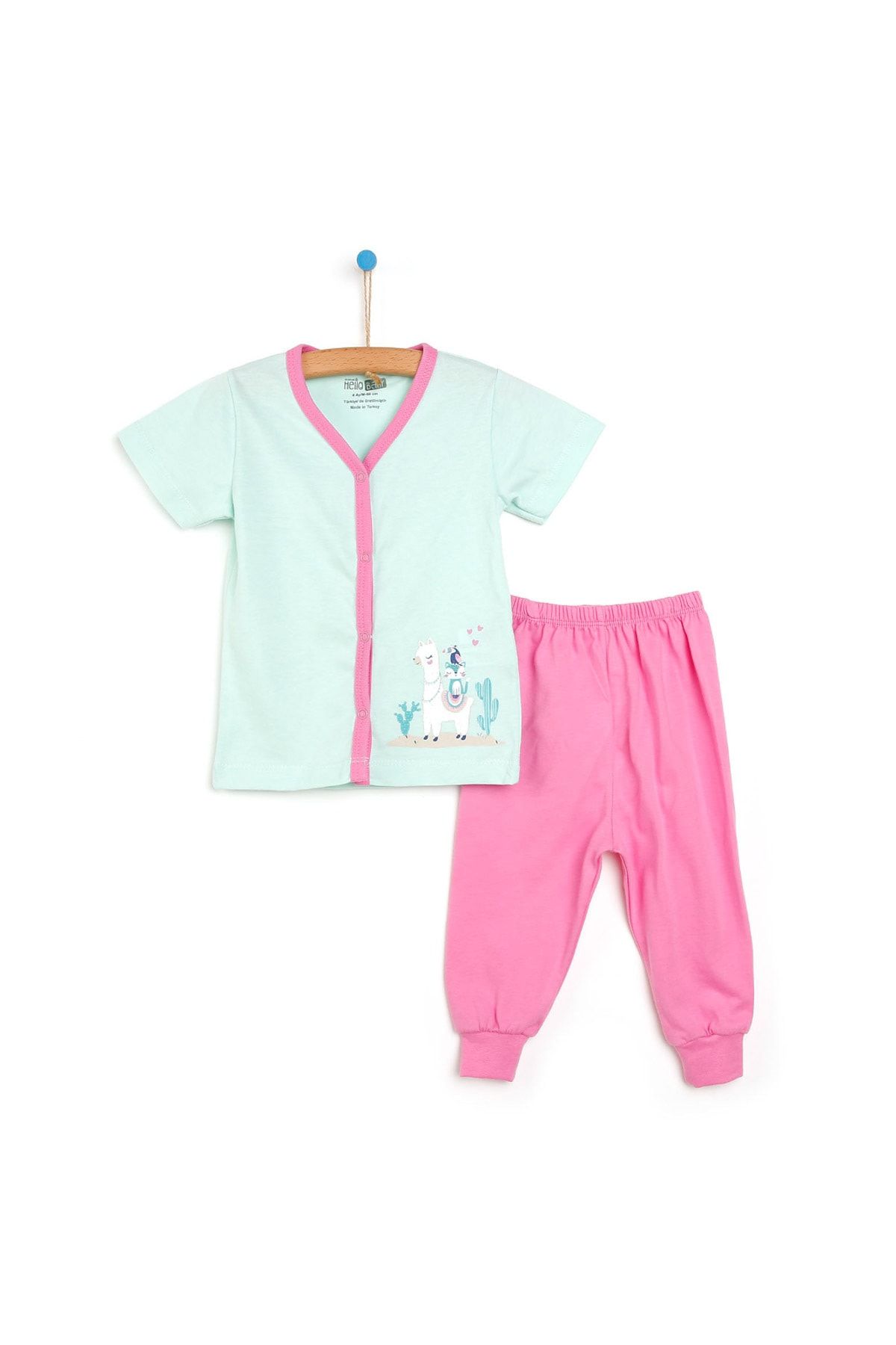 HelloBaby Basic Kız Bebek Baharlık Kısa Kol Çıtçıtlı Pijama Takımı