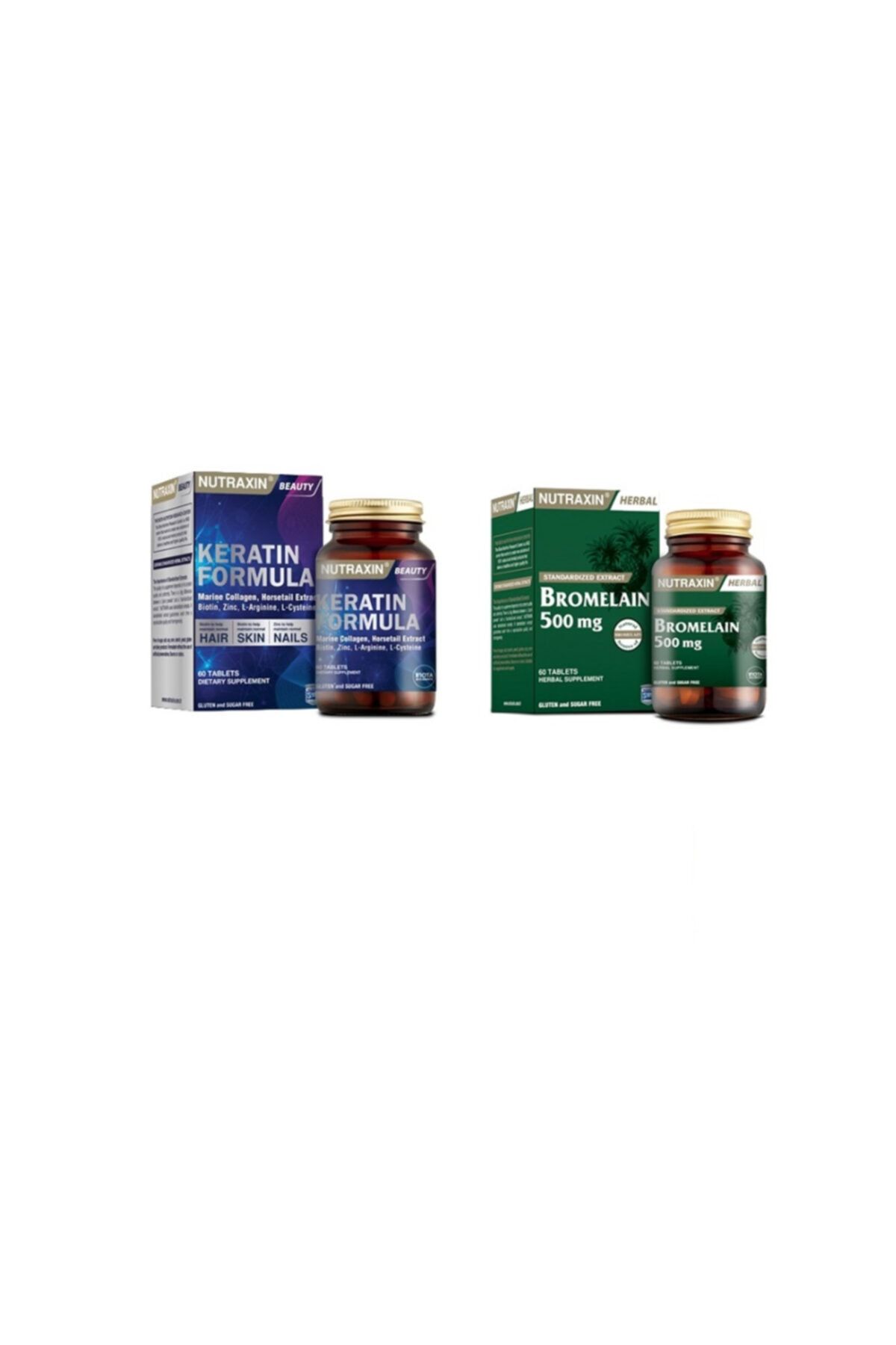 Nutraxin Keratin Formula 60 Tablet + Bromelain 60 Tablet