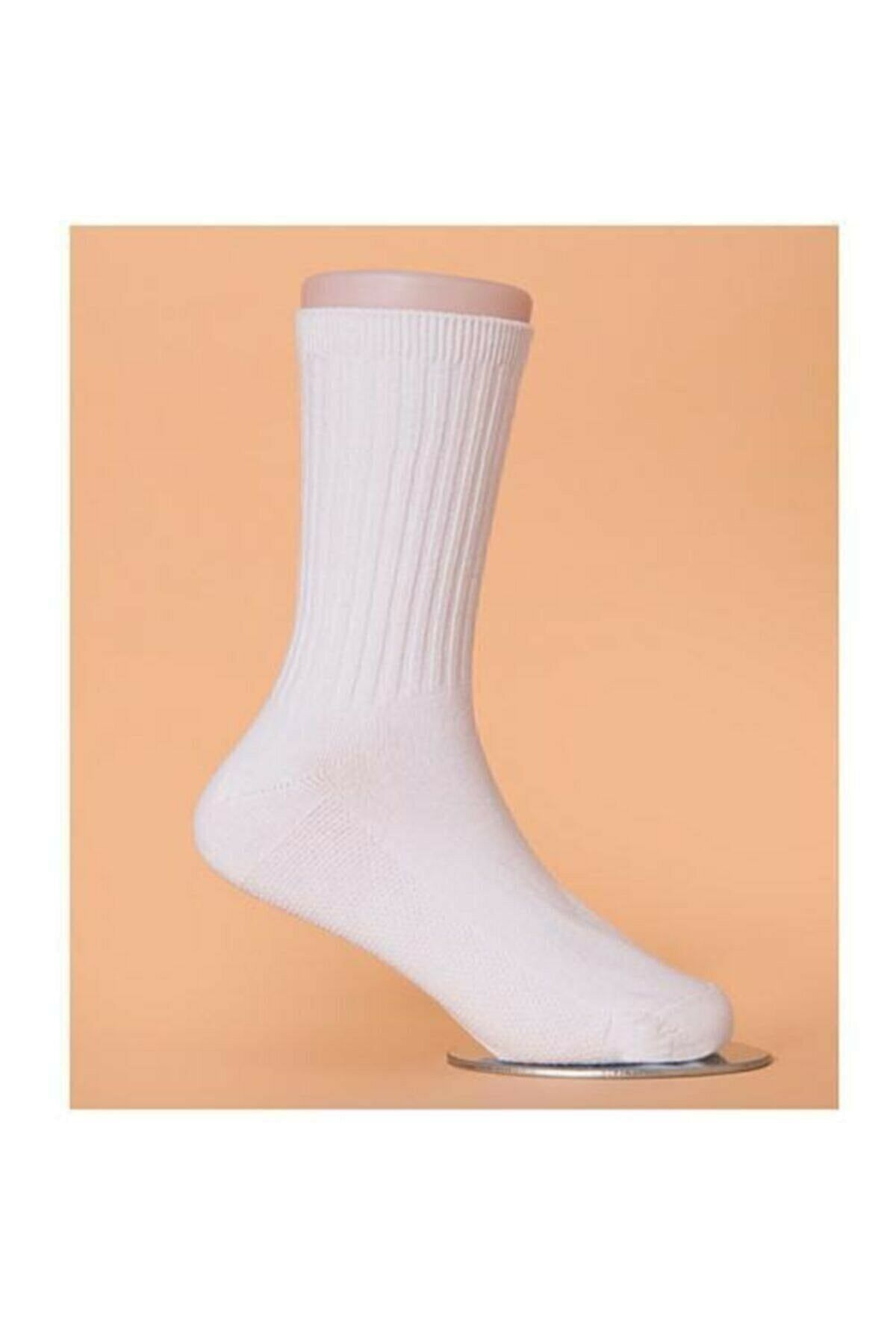 CKV CENTER Unisex Beyaz Spor Çorap Halısaha Çorabı Antrenman Çorabı