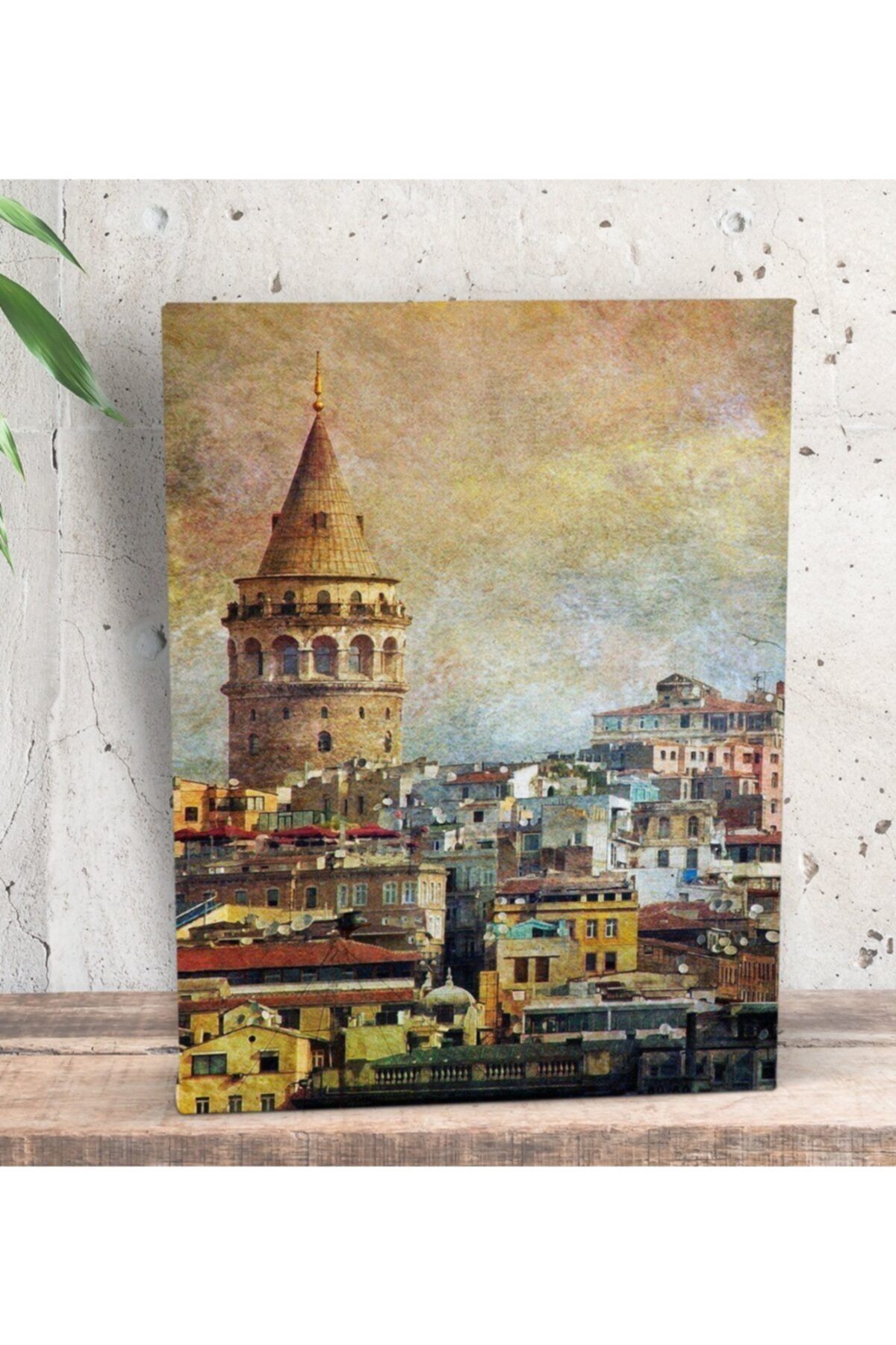 Bk Gift Gift Galata Kulesi Tasarımlı Dekoratif Mini Kanvas Tablo 15x20cm