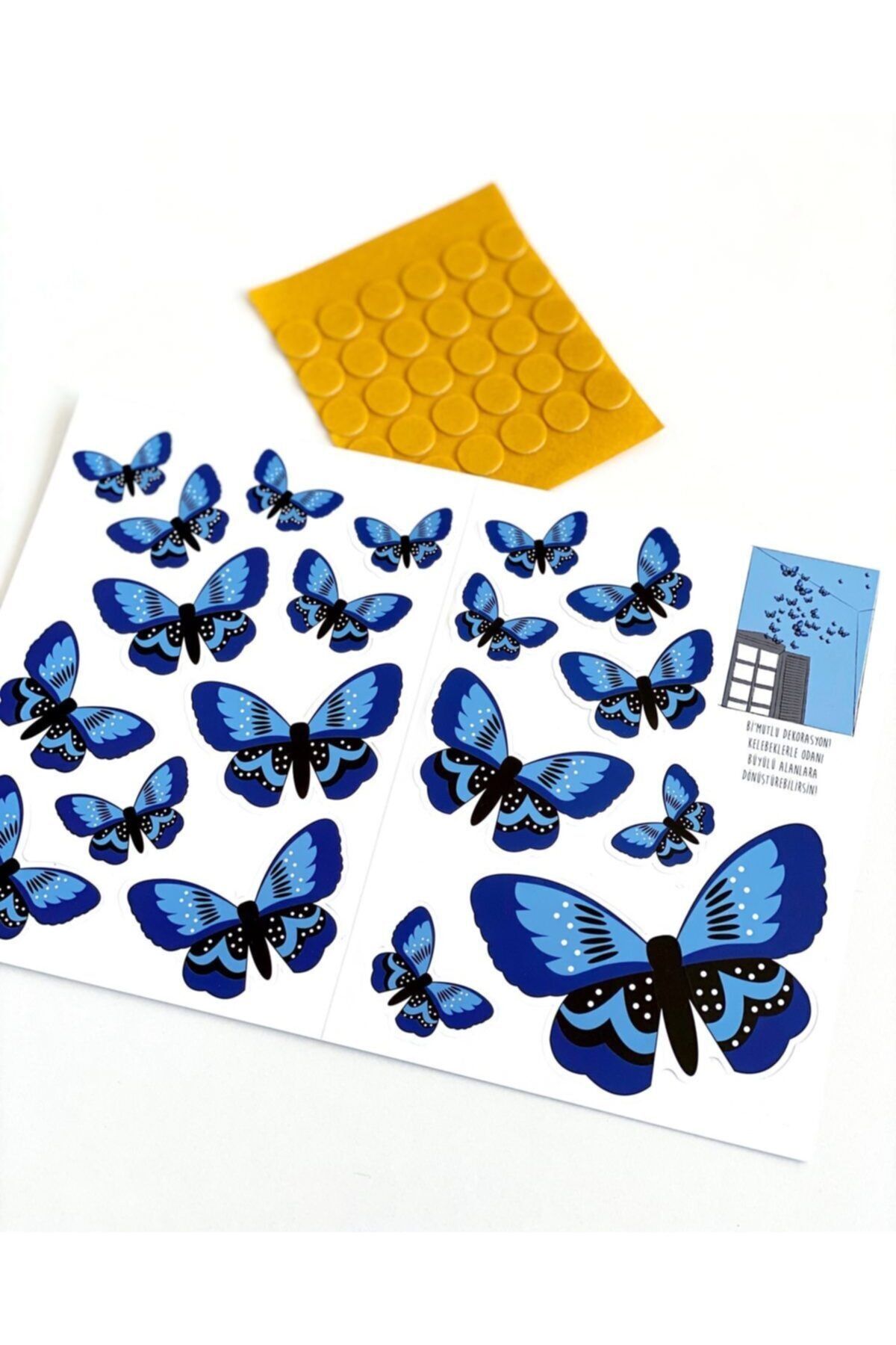 Bikutumutluluk Hediyelik - Mavi Kelebekler Dekoratif Duvar Süsü