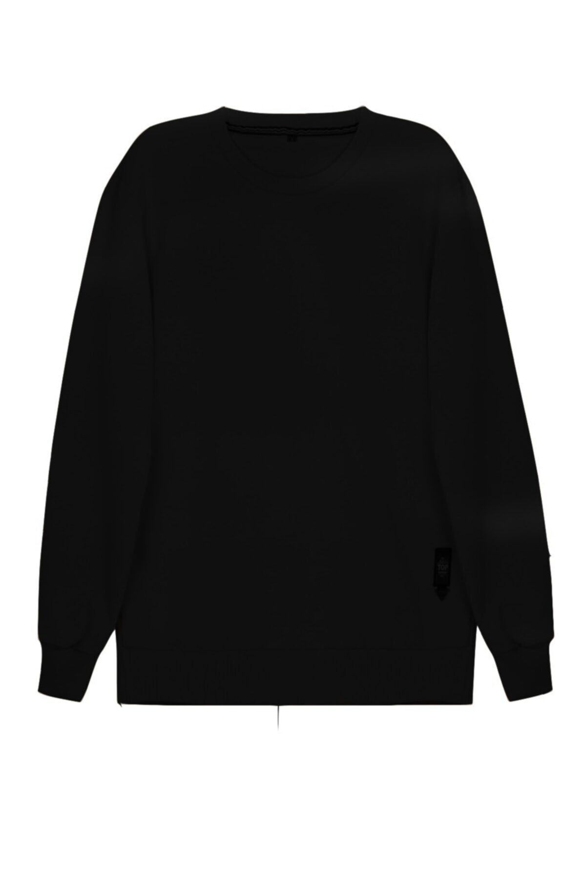 Bürke Erkek Siyah Basic Bisiklet Yaka Düz Rahat Sweatshirt