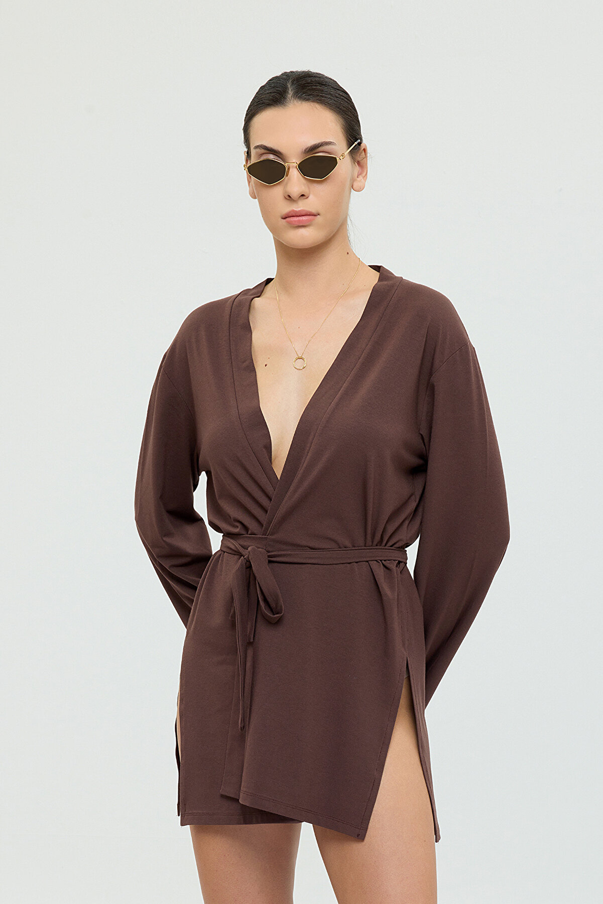 SHEISMONO Ultra Soft Zoe Kimono Kahverengi - Üstün Konfor ve Stil
