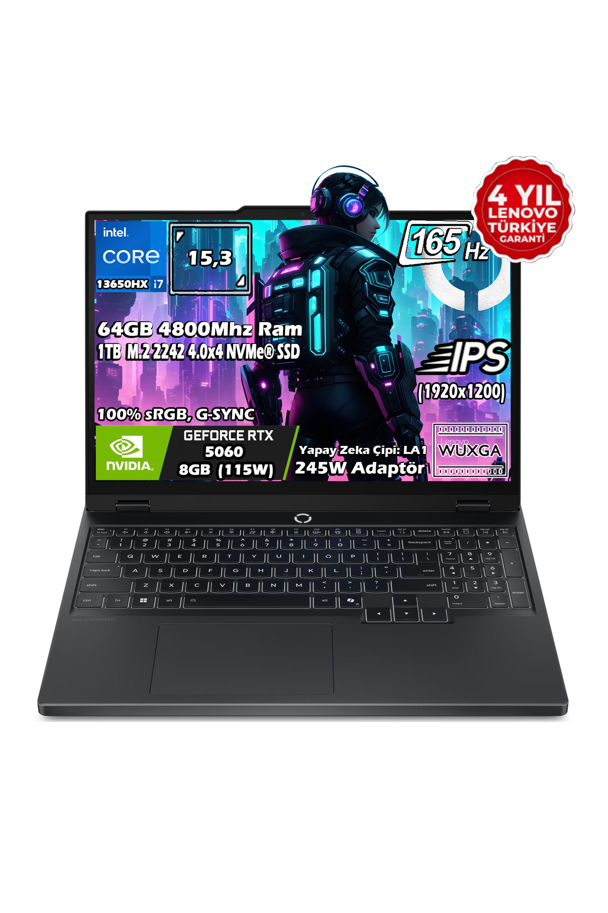 Legion 5 15IRX10 Intel Core İ7 13650HX 64GB 1TB SSD RTX 5060 15.3