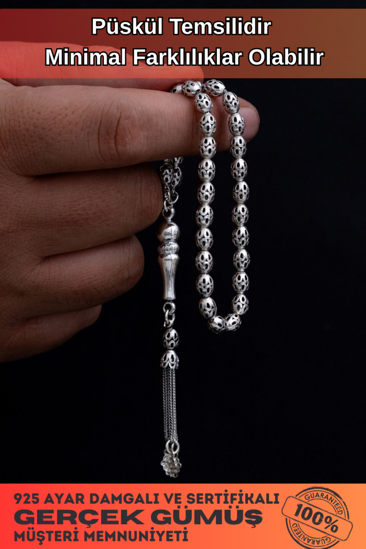 OSMANLI GÜMÜŞ Gümüş Tespih Delikli Ortaboy 15gr - Pratik ve Stil