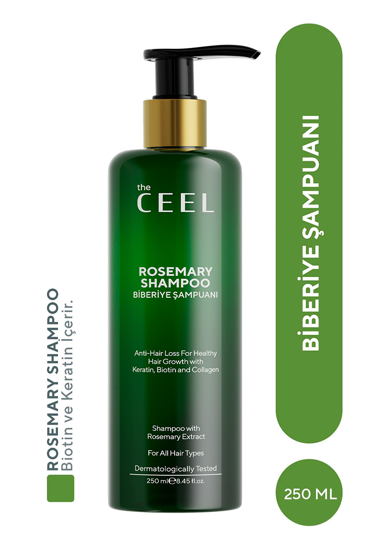 The Ceel Biberiye Saç Bakım Şampuanı | Keratin, Biotin, Hidrolize Kolajen Özü 250 ml