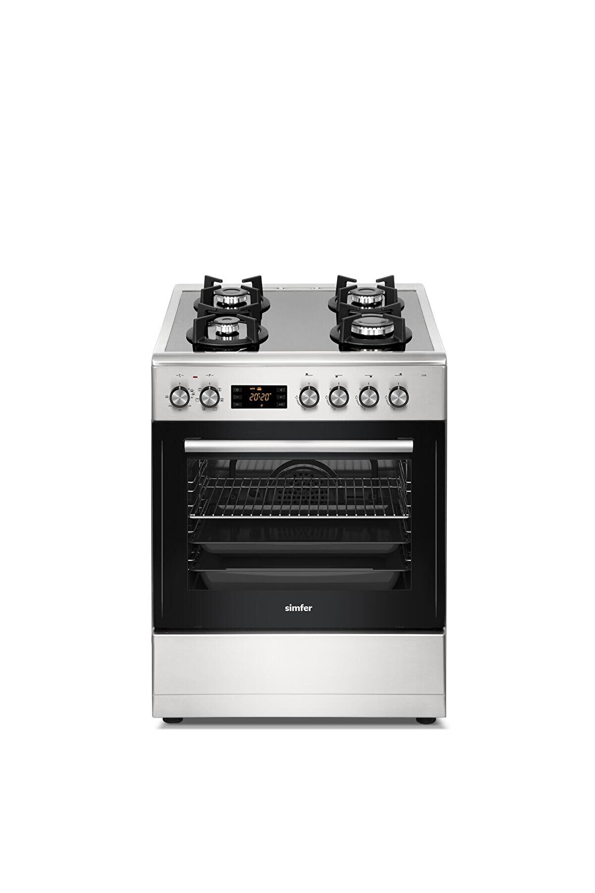 1226 Inox Cam Yüzeyli 4 Gözü Gazlı Multi Turbo Fırın