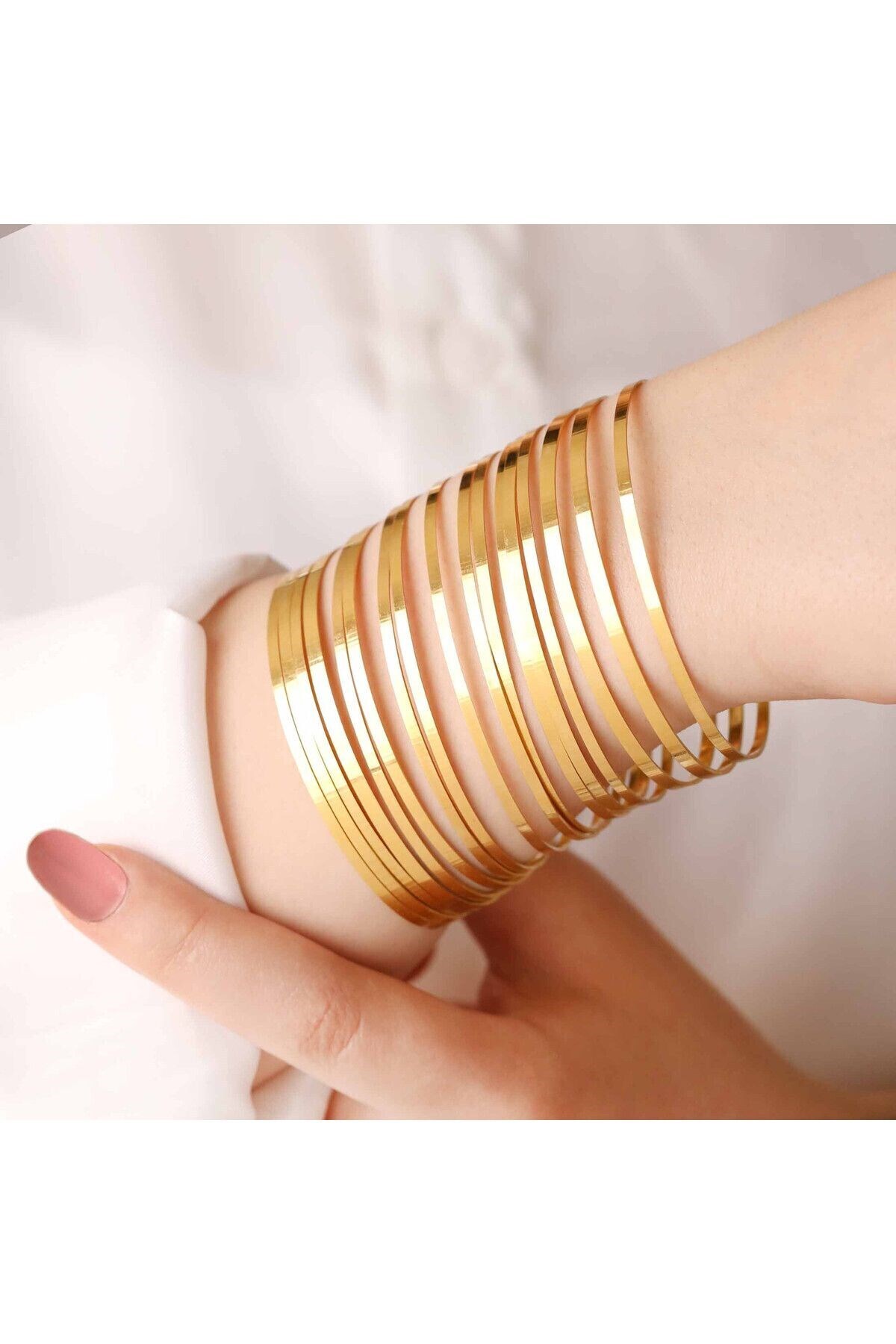 Genel Markalar 10-Piece Gold Bracelet Set - Tirtiksiz Model