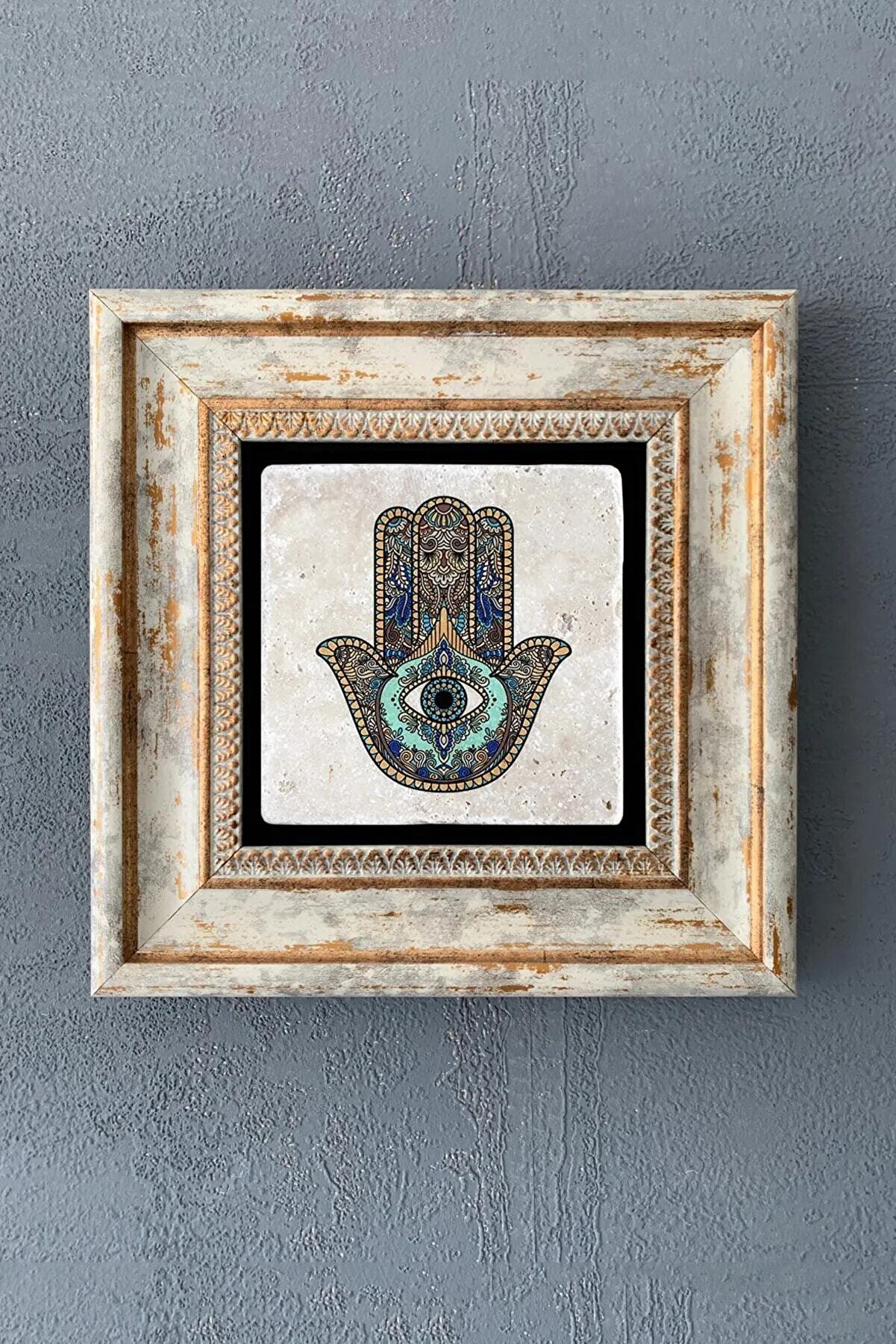 Oscar Stone Decor Çerçeveli Taş Duvar Dekoru 20x20 cm Fatma Ana Eli
