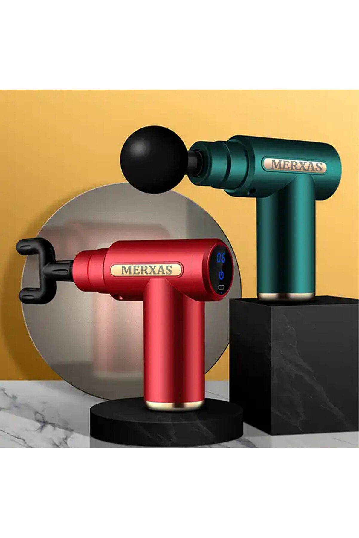 Merxas 720Lcd Profesyonel Masaj Tabancası 4 Başlıklı Kablosuz Ekranlı Masaj Aleti