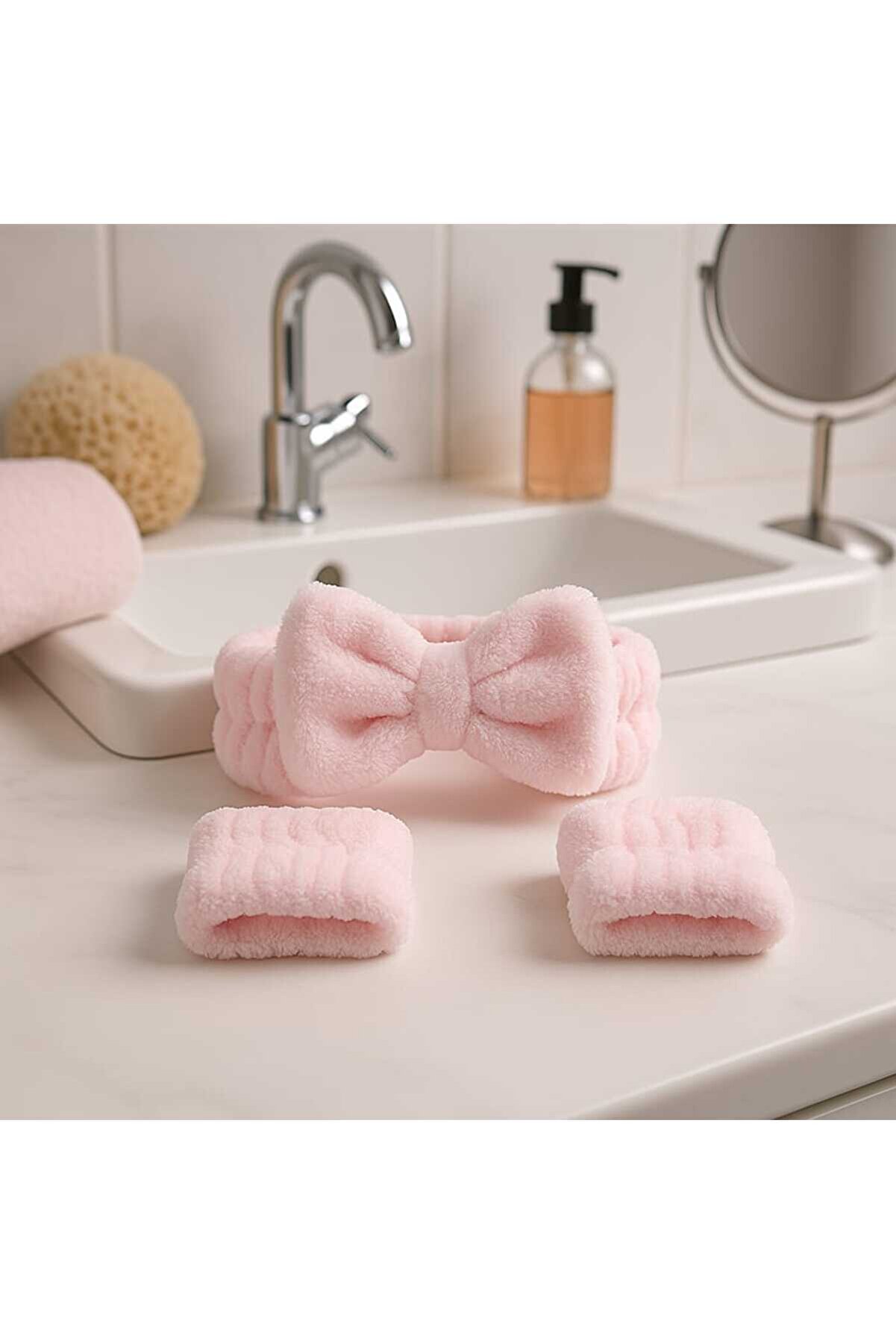 CHIZGY Welsoft Saç Bandı ve Bileklik Seti - Makyaj ve Yüz Yıkama İçin - 2'li