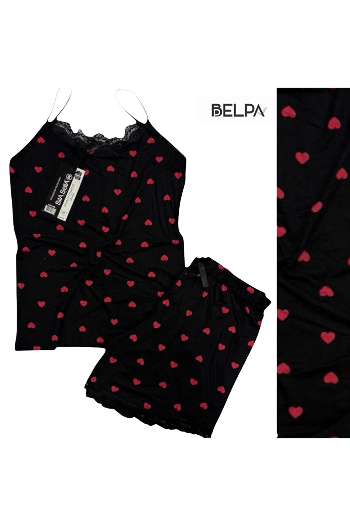 belpa Sıla Sella Bamboo Kadın Pijaması - Şortlu ve Dantelli