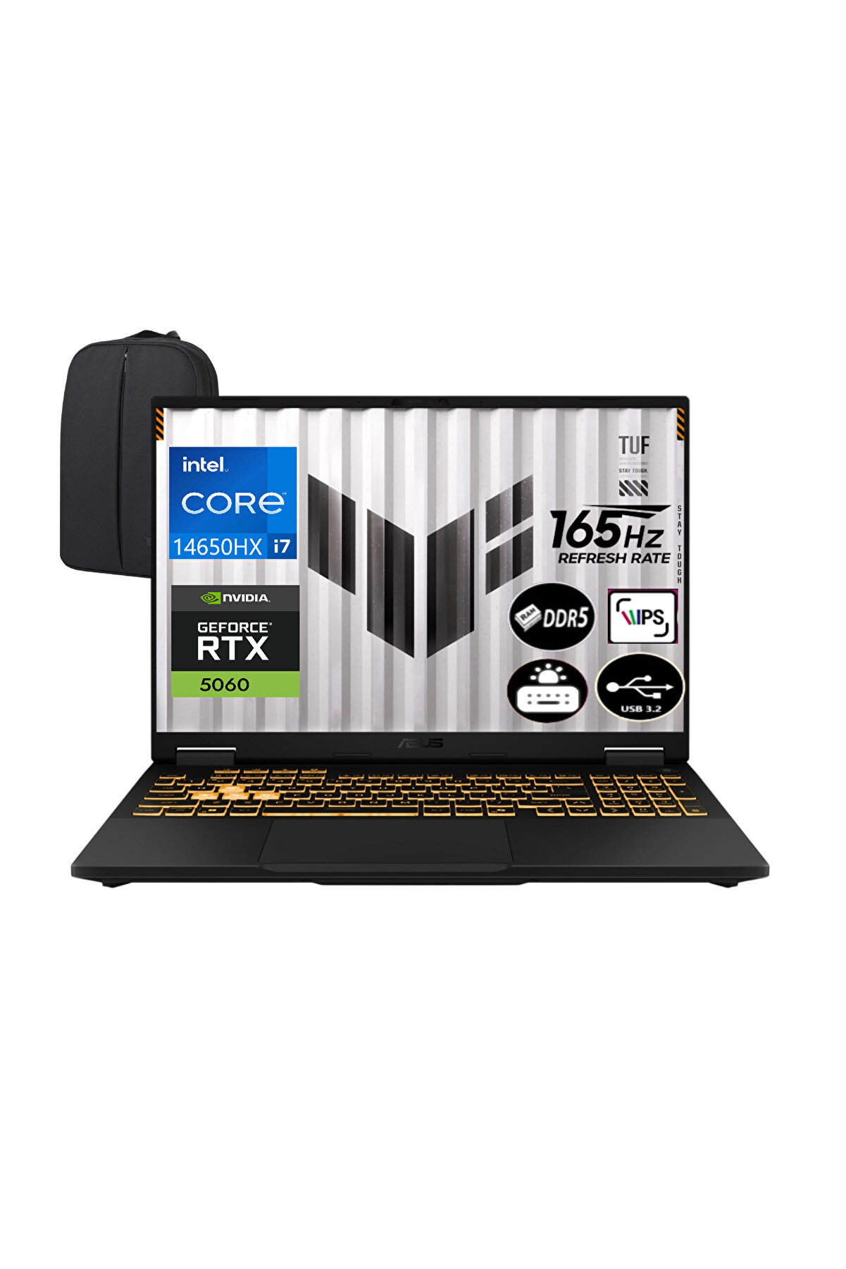 TUF FX608JMR-RV024-EP4 Intel i7-14650HX 16 GB 512 GB SSD RTX5060 16'' Win11 Pro 14 EP Çanta
