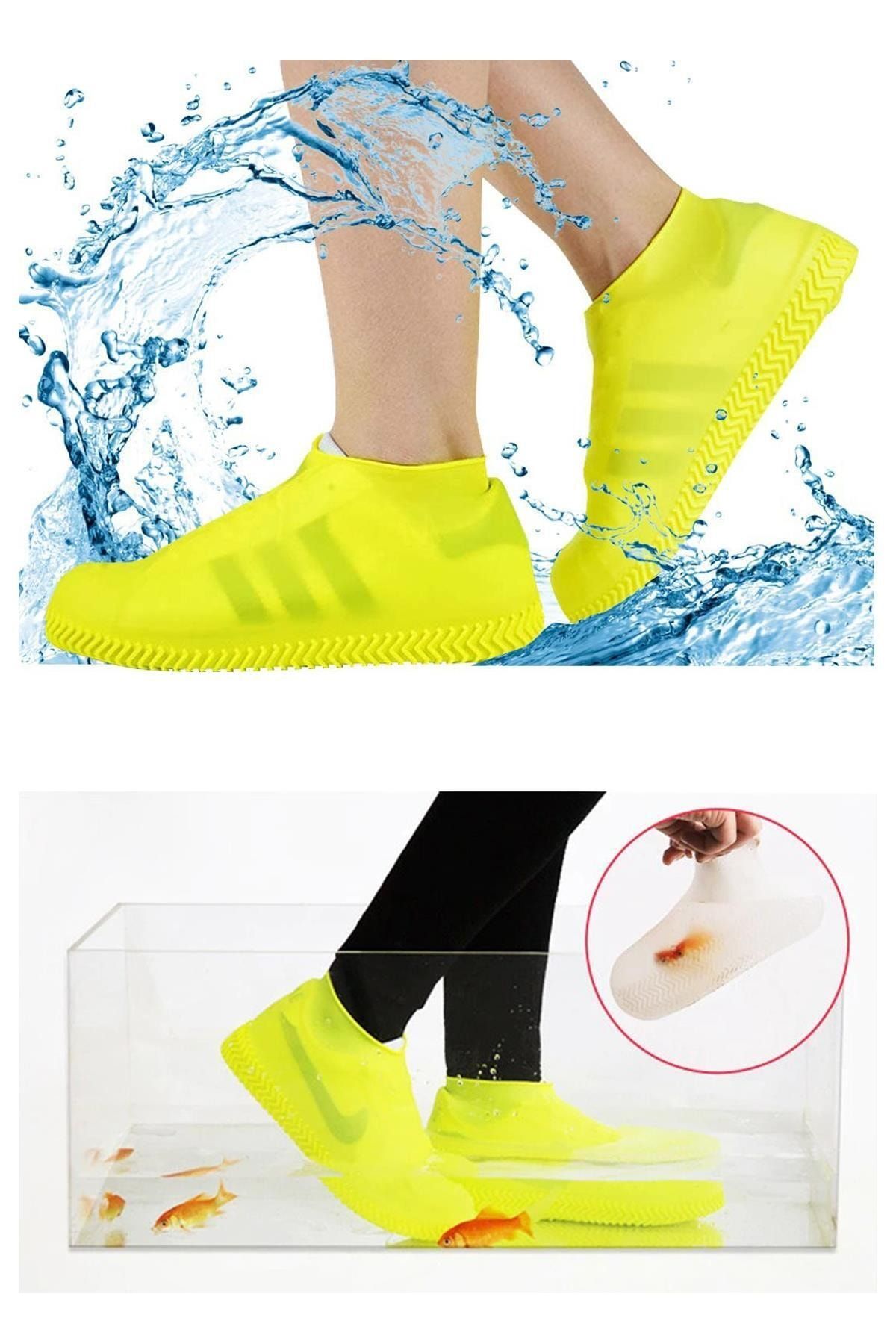 TechnoSmart Sarı - Silikon Yağmur Koruyucu Ayakkabı Kılıfı Su Kir Geçirmez