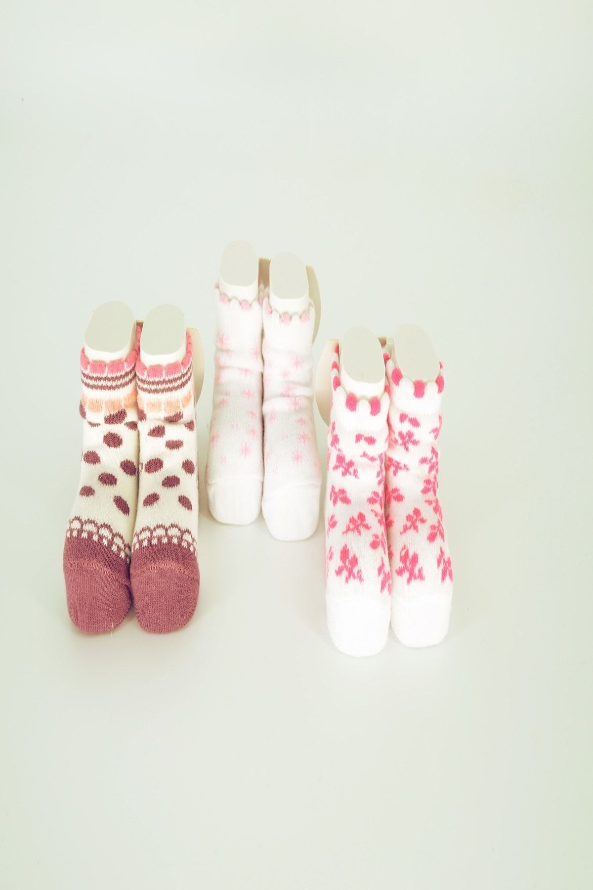 Minidamla Kız Bebek Üçlü %100 Pamuklu Renkli Çorap