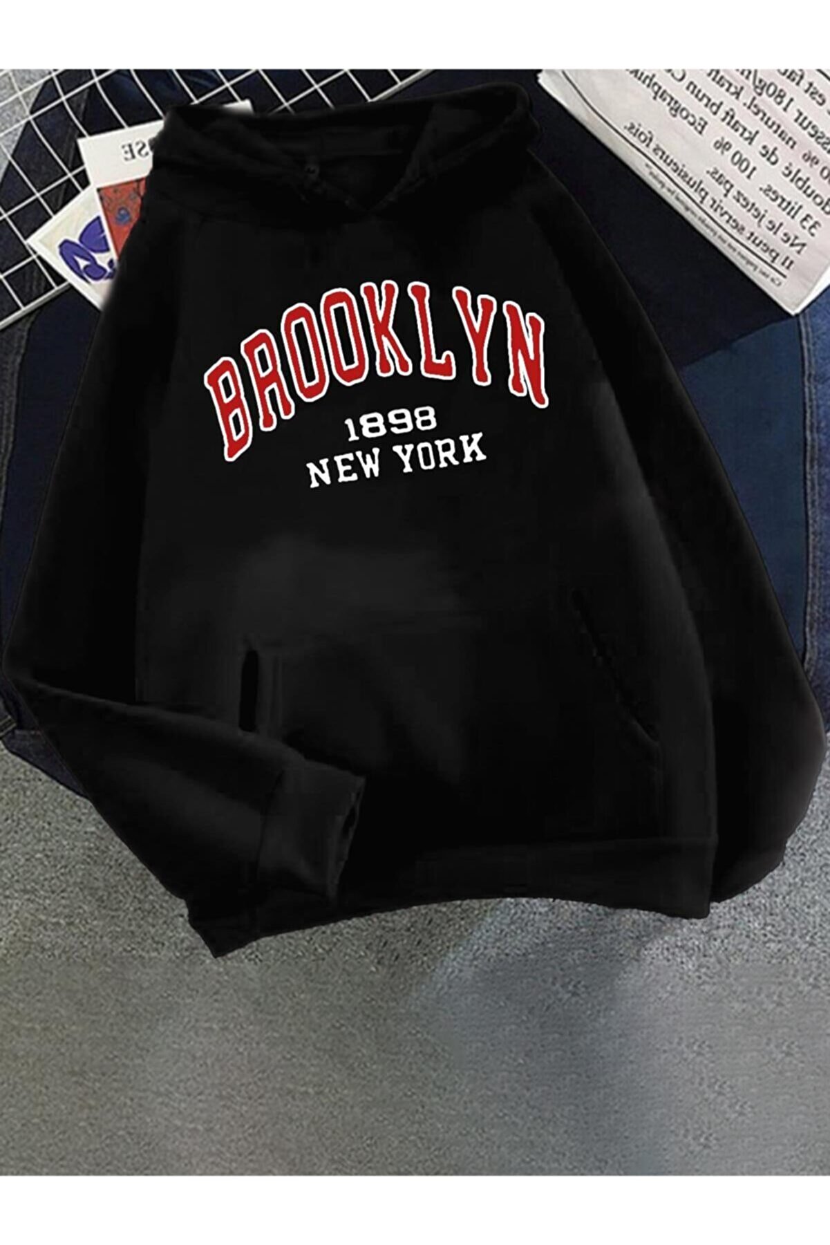 Oksit Hope Brooklyn 1898 New York Baskılı Pamuklu Unisex Oversize Sweatshirt