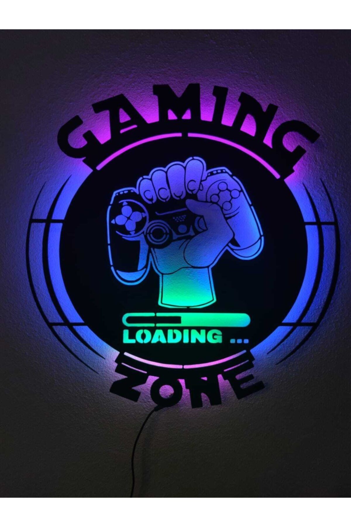 dekoraven Gaming Zone Gamer Led Işıklı Ahşap Tablo