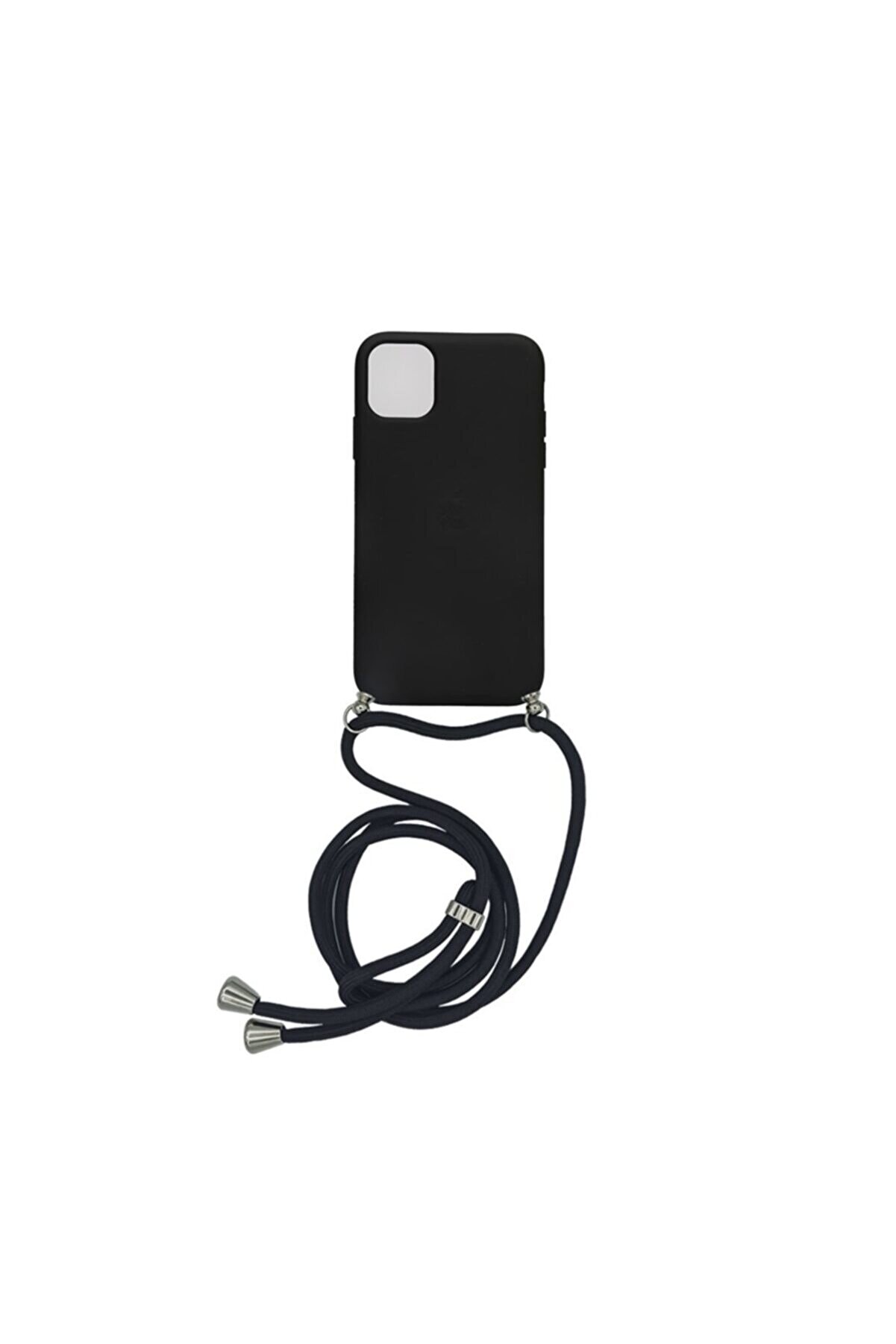 Merwish Apple Iphone 11 Pro (5.8') Altı Kapalı Boyun Askılı Logolu Lansman Kılıf Kapak Siyah