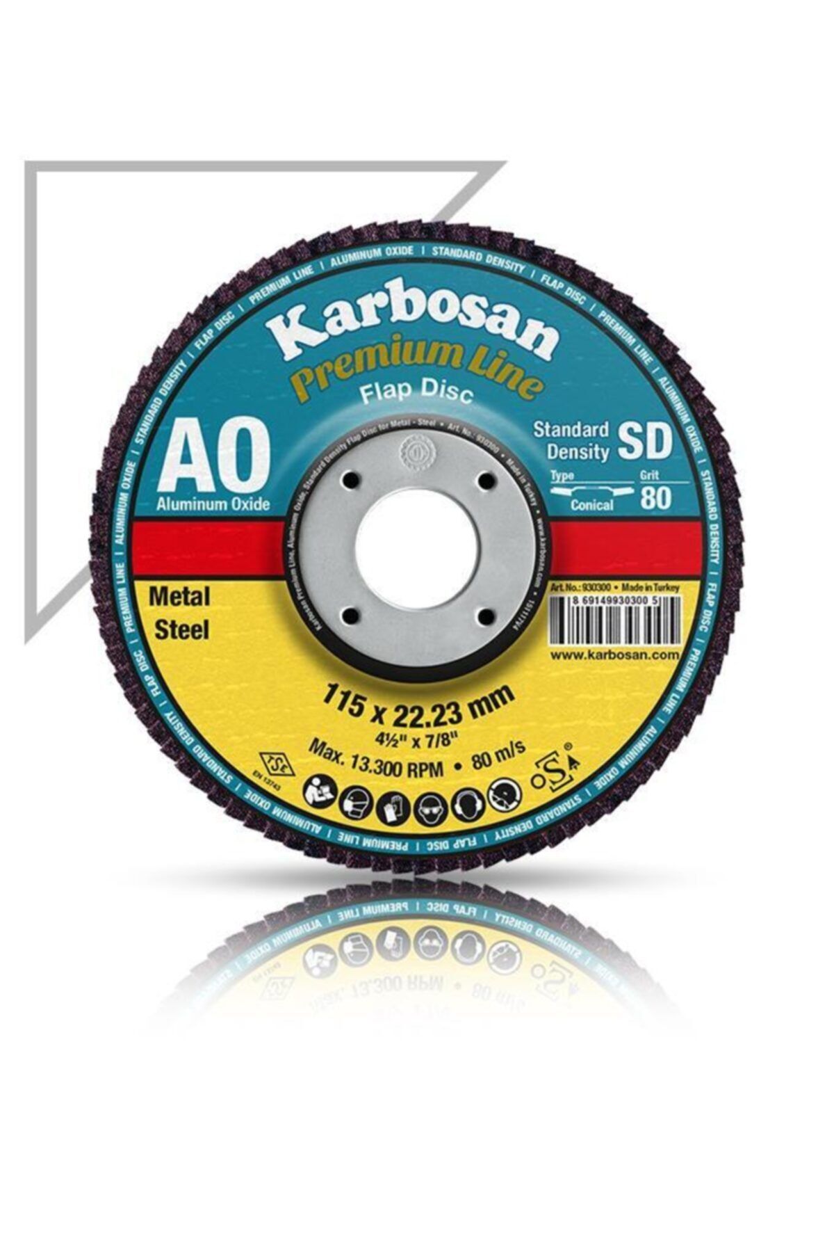 KARBOSAN Alüminyum Oksit Flap Disk Zımpara 115mm-40