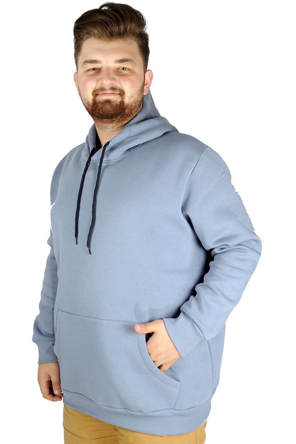 Modexl Erkek Sweatshirt Kapşonlu Pocket Basic 20562 Mavi