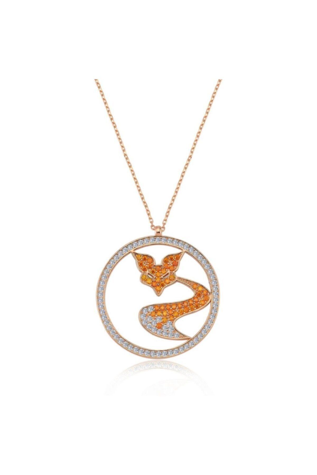 Mia Vento Orange Fox Rose Renk Gümüş Kolye