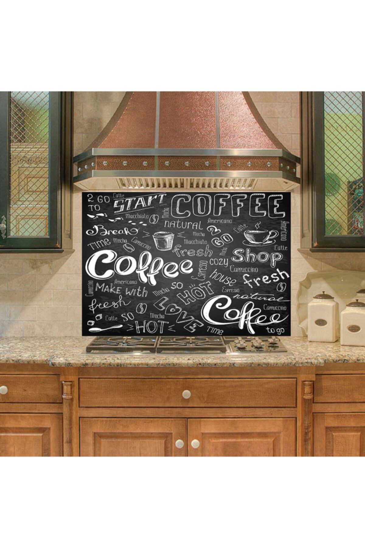 StickerArt Mutfak Duvar Tezgah Arası Ocak Arkası Sticker Kaplama Coffee Shop
