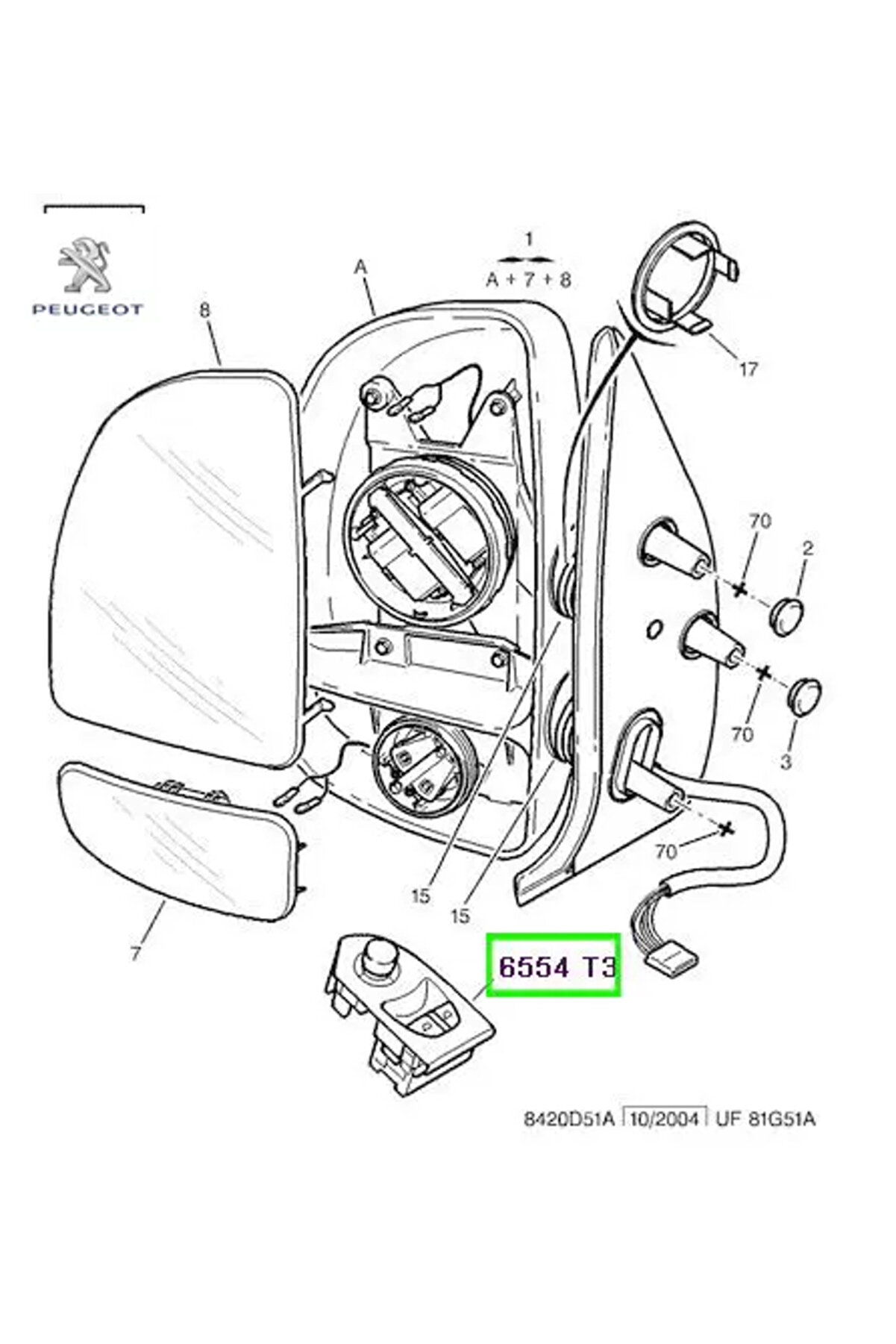 Cam Kumanda Düğmesi Boxer Soldan Sürüş 735335418 6554.T3