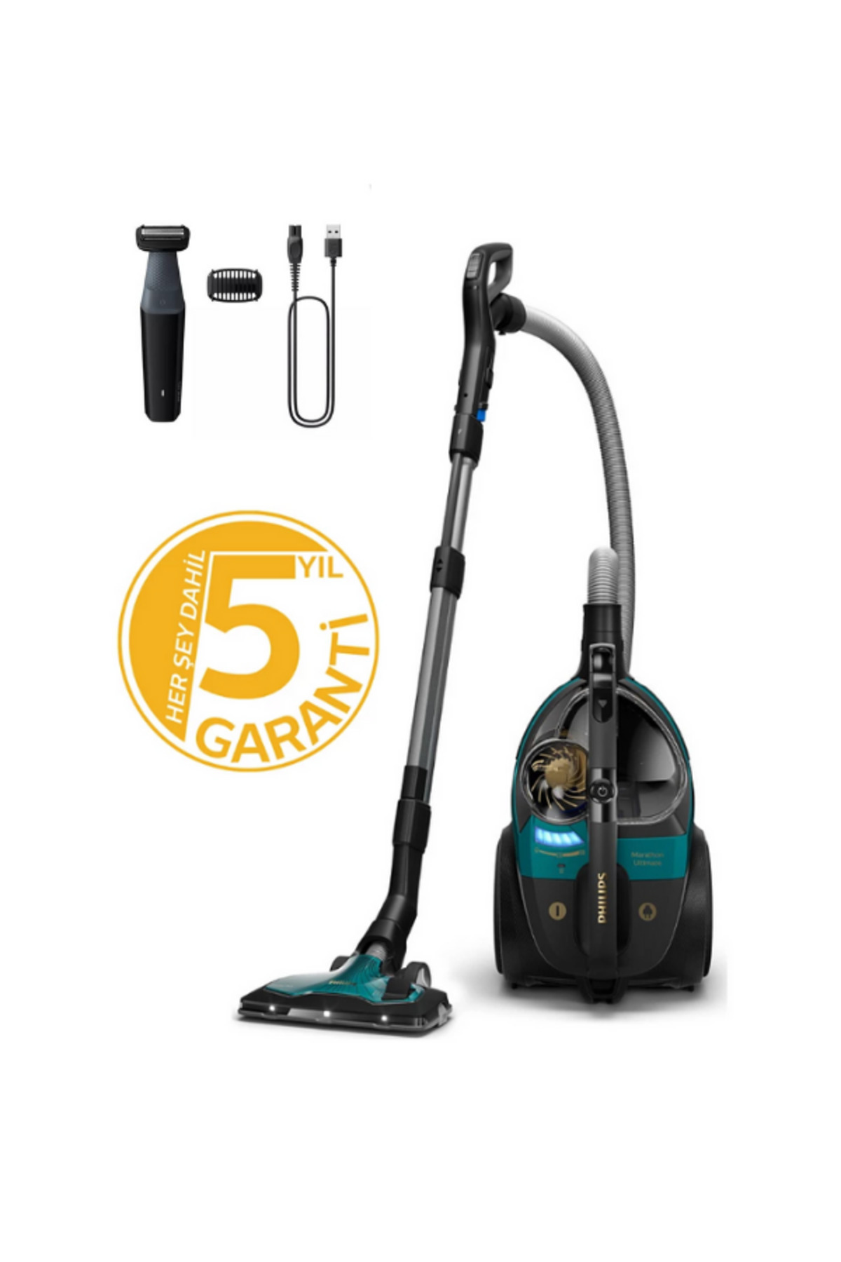 Triactive Ultra Led Başlık 6,2 Kg, Turbo Başlık ,8m H13 Marathon Ultimate Torbasız Süpürge 900 W