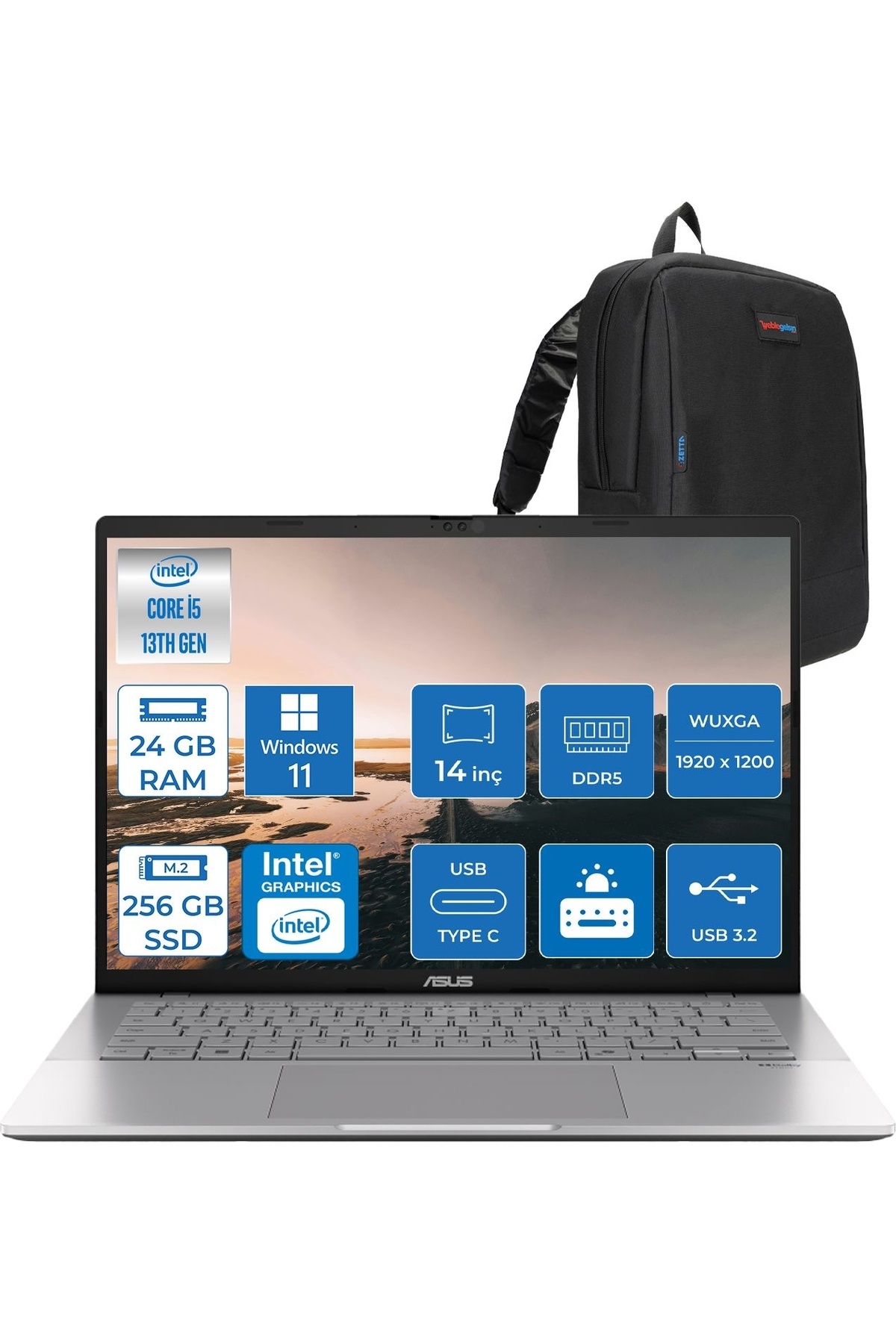 Vivobook WS3407VA S14 I5 13420H-24GB DDR5-256GB Ssd-14
