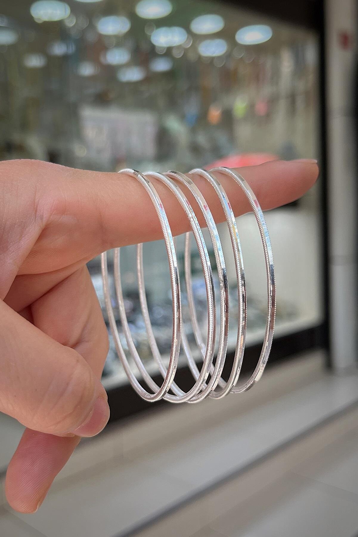 Erer Gümüş Ince Kibrit Çöpü Ajda Bilezik - Gümüş Bilezikler