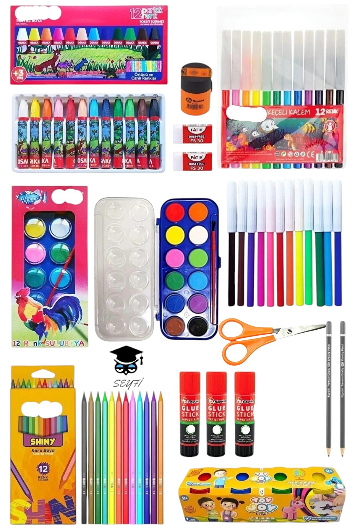 SEYFİKİRTASİYE Kreş Anasınıfı Okul Seti 14 Parça Paket Boya | Okula Dönüş Seti