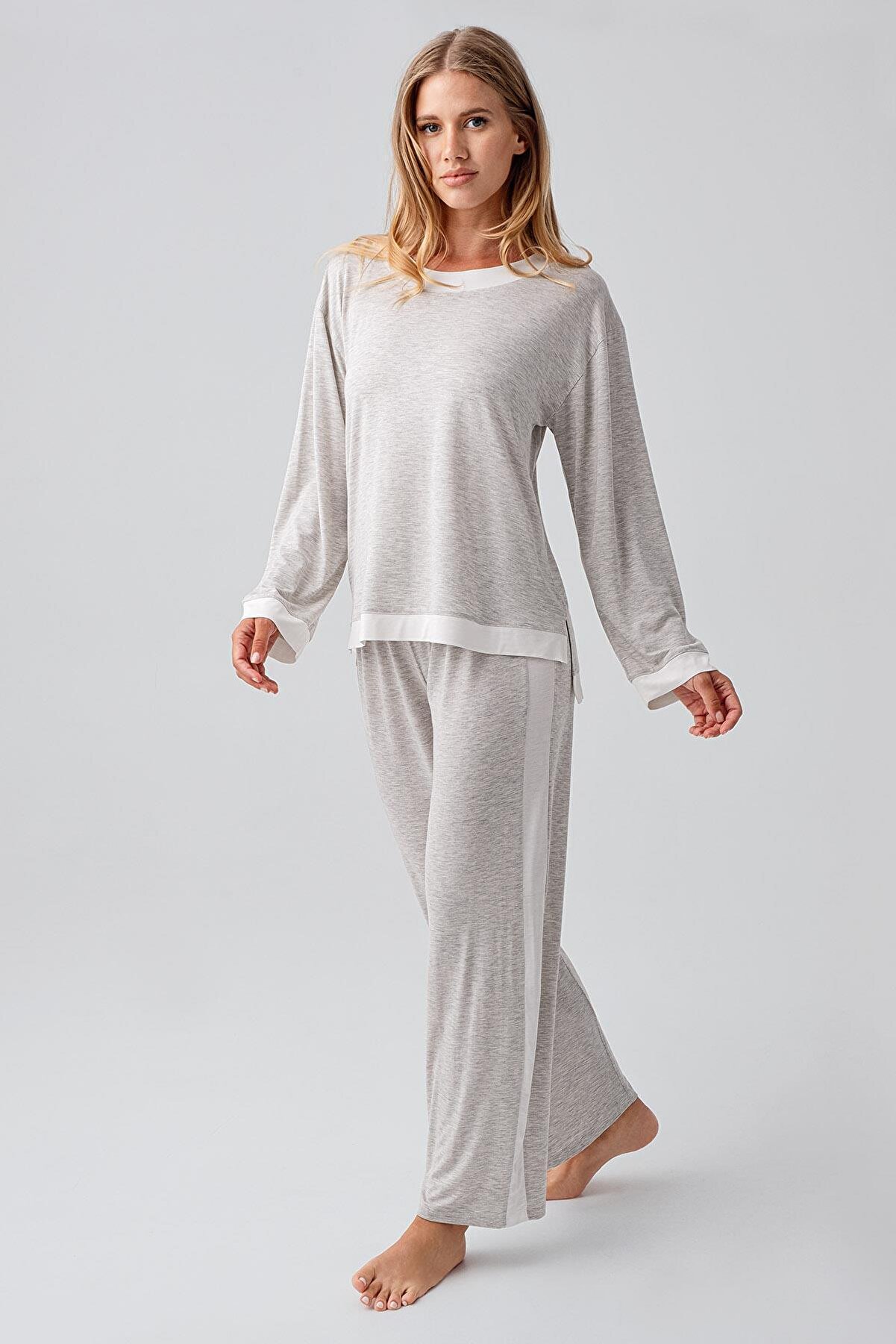 Artış Uzun Kollu Basic Esnek Viskoz Pijama Takım - Konforlu Uykunuz İçin