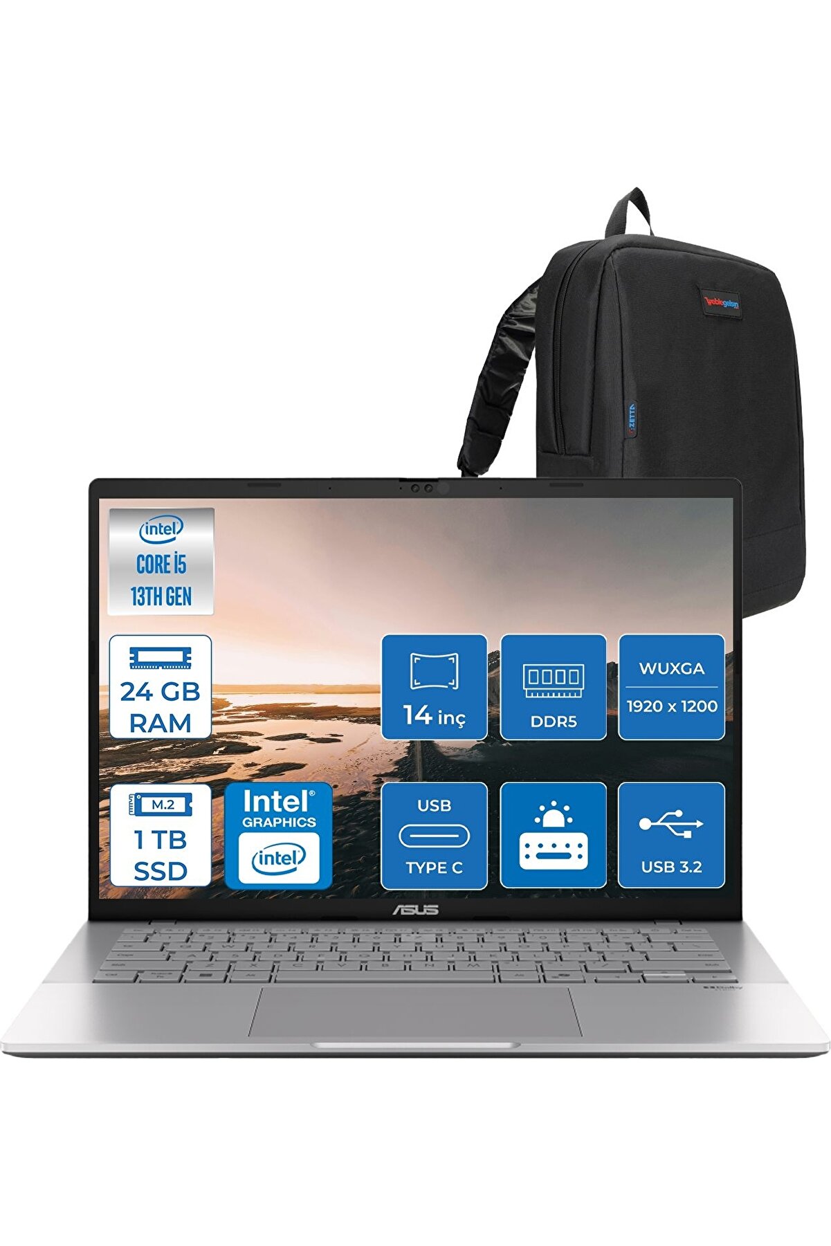 Vivobook WS3407VA S14 I5 13420H-24GB Ddr5-1tb Ssd-14