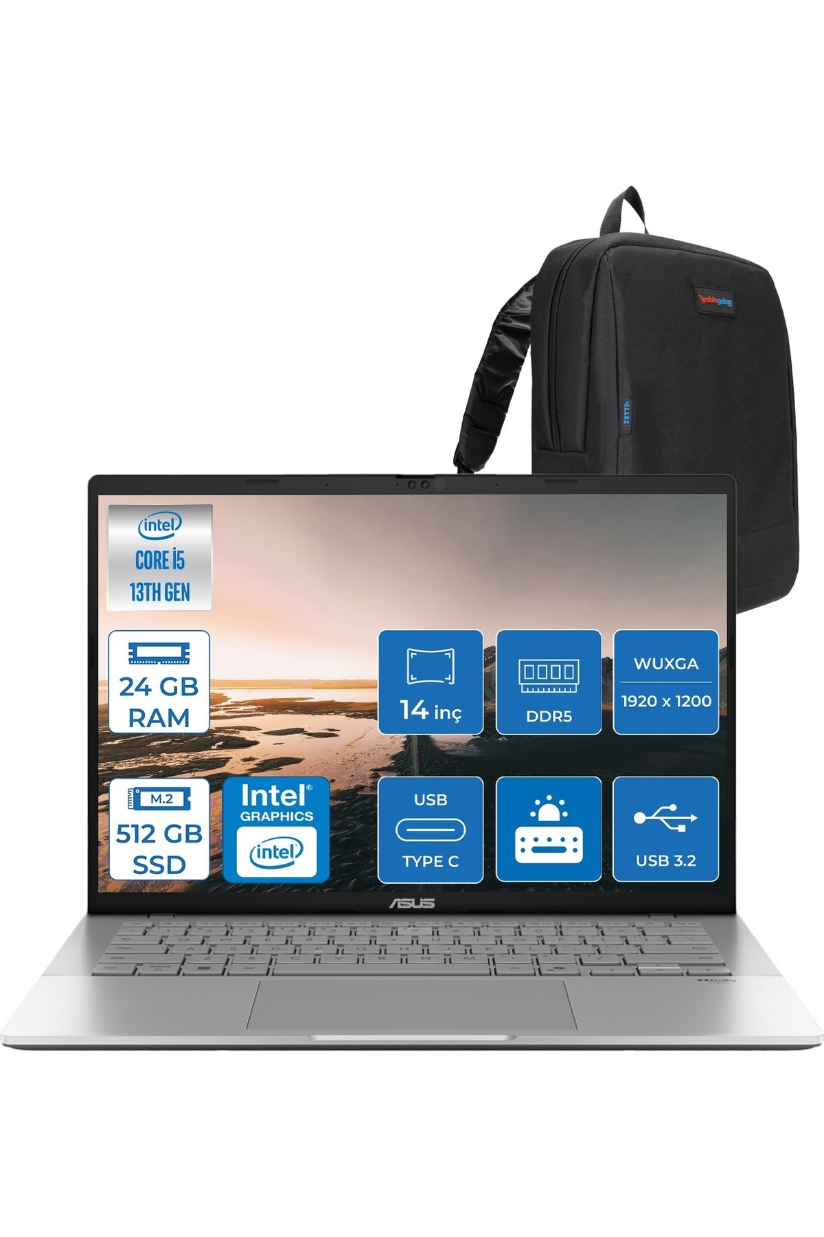 Vivobook WS3407VA S14 I5 13420H-24GB DDR5-512GB Ssd-14