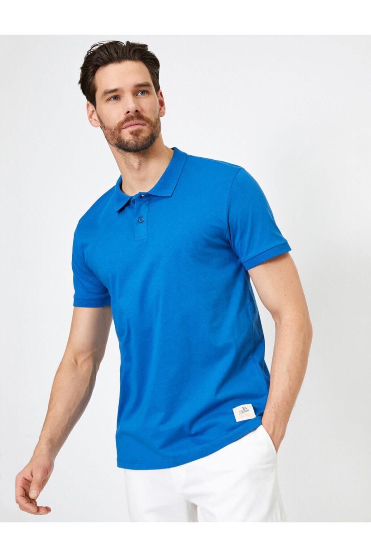 Koton Erkek Lacivert Süs Etiket Detayli Slim Fit Polo Yaka T-shirt
