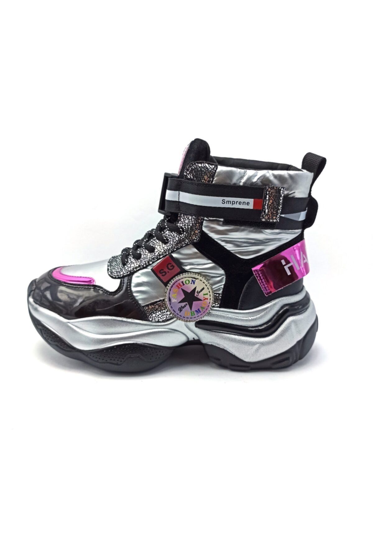Guja Gümüş Siyah Kadın Sneaker Bot Ayakkabı