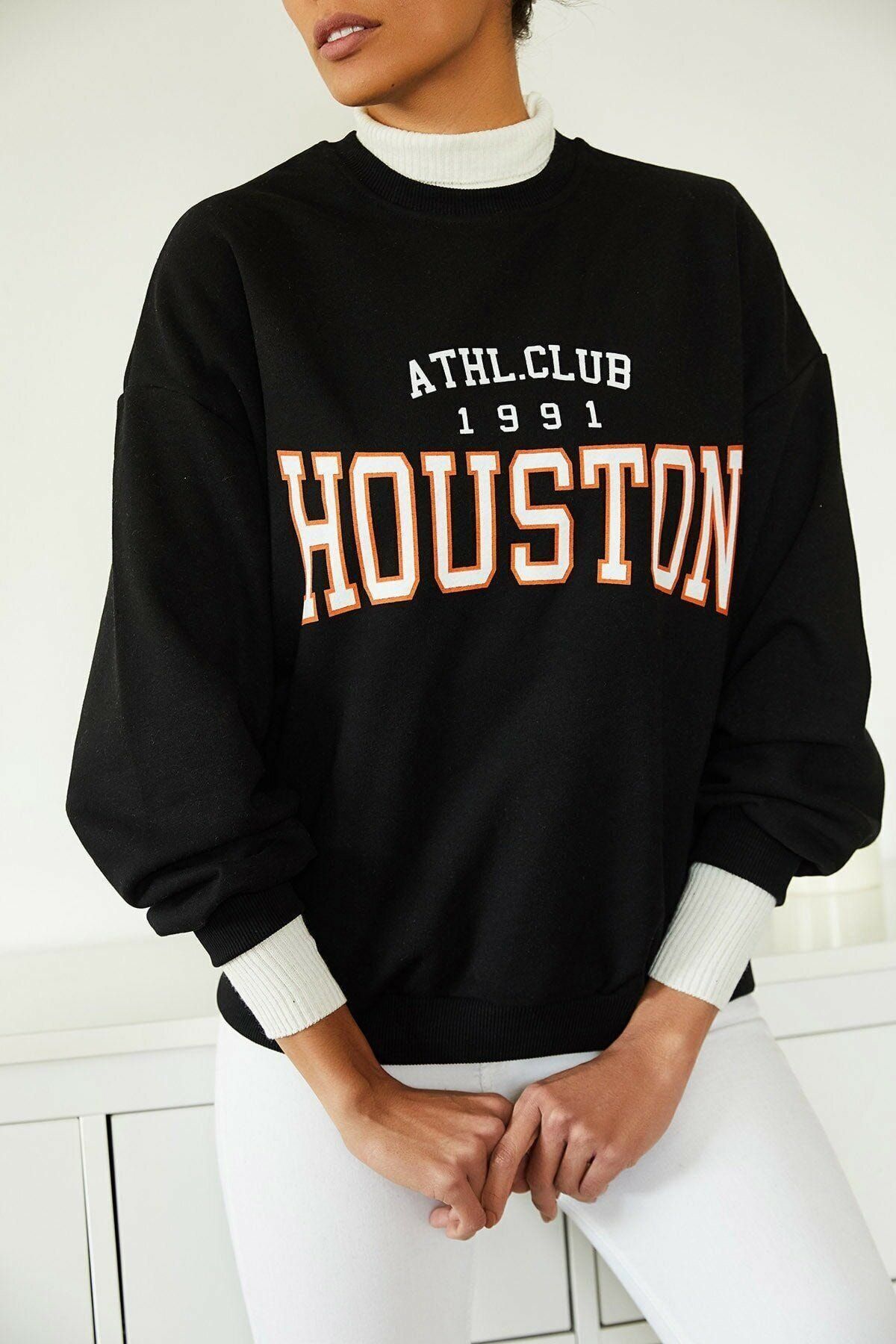 Black Sokak Kadın Siyah Houston Sweatshirt