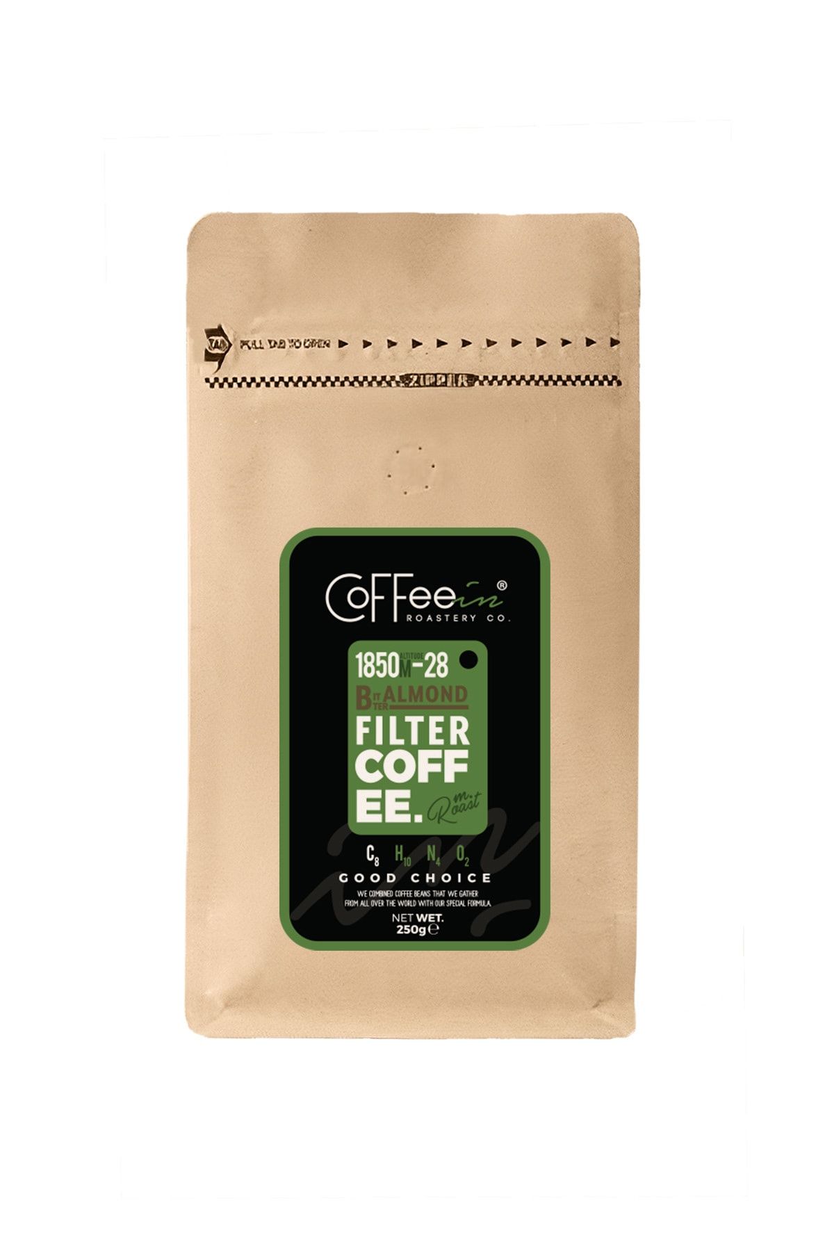 Coffeein Acı Badem (BİTTER ALMOND) Aromalı Filtre Kahve Yoğun Aroma Orta Kavrum 250 gr