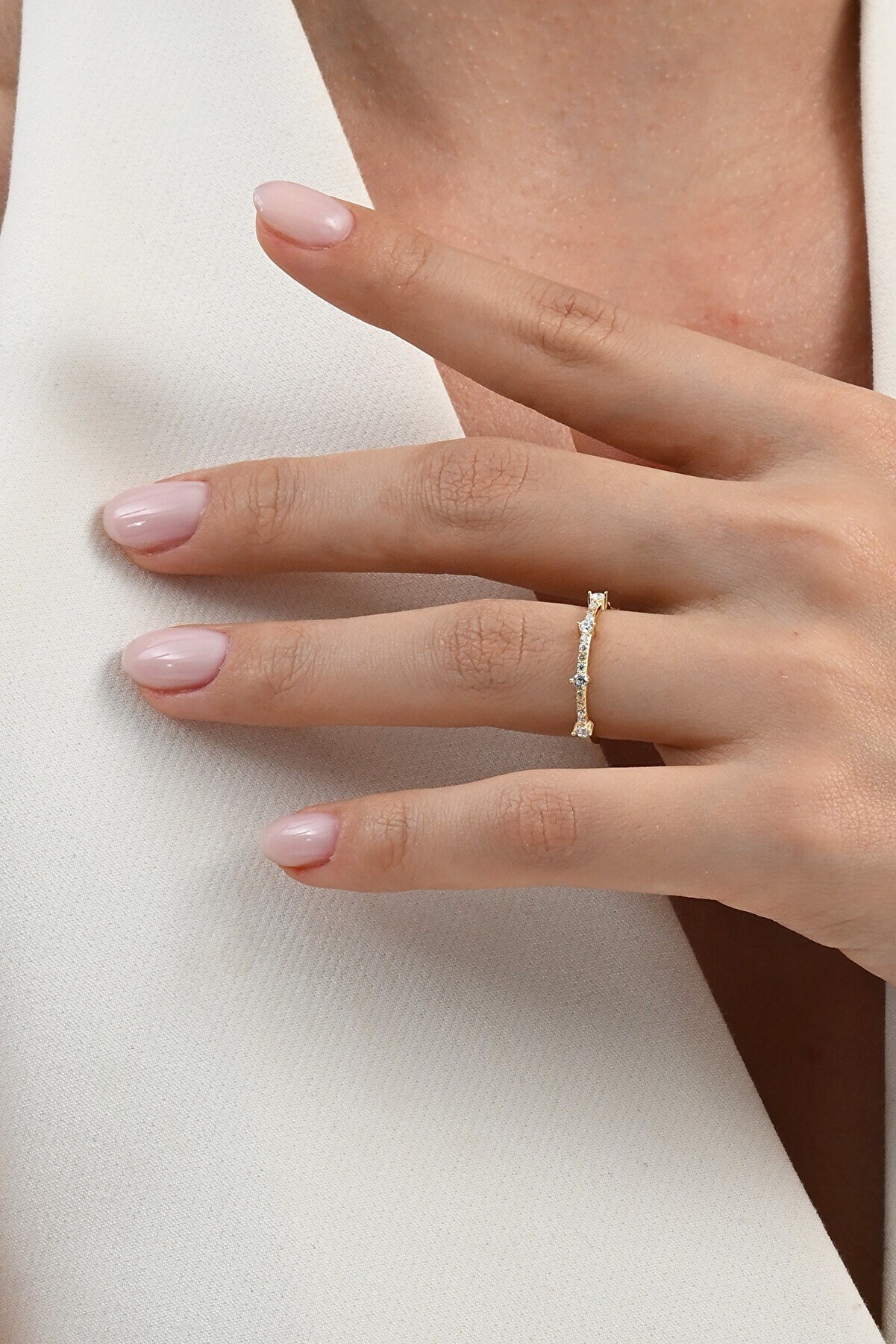 Söğütlü Silver 925 Ayar Gümüş Altın Yaldızlı Zirkon Taşlı Fine Yüzük