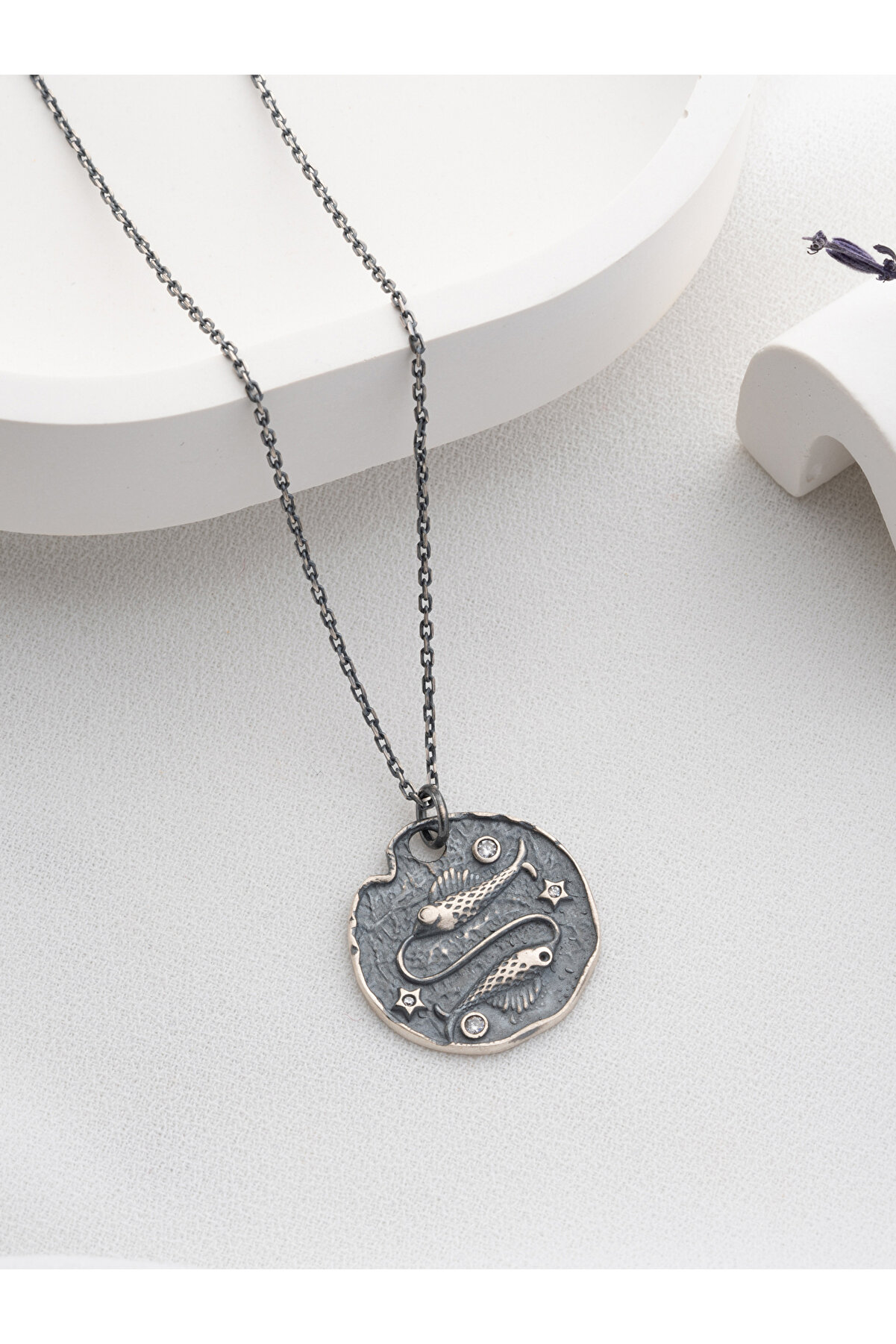 Two Arts Jewelry Kadın 925 Ayar Gümüş Balık Burcu Kolye | Kişiye Özel Tasarım | Hediye Kutusunda