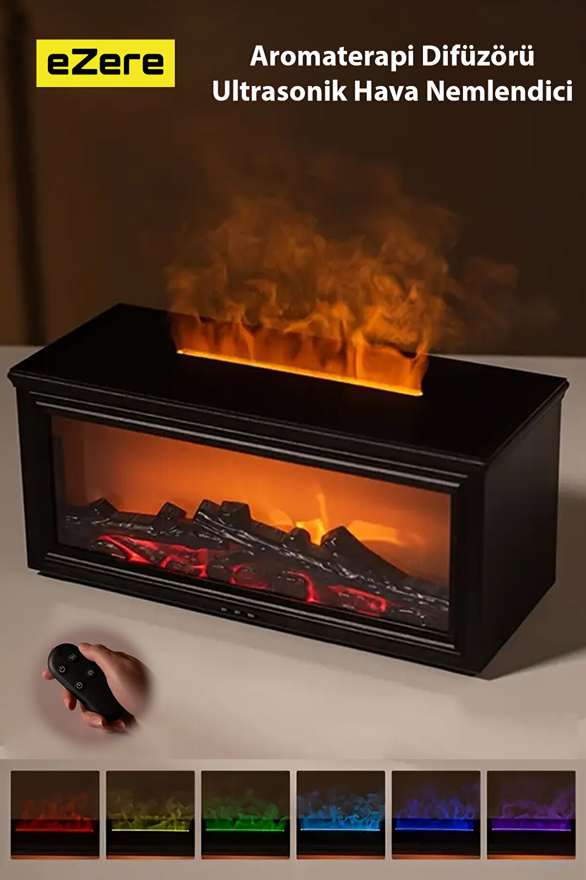 EZERE A4 Şömine Aromaterapi Difüzörü - Ultrasonik Hava Nemlendirici