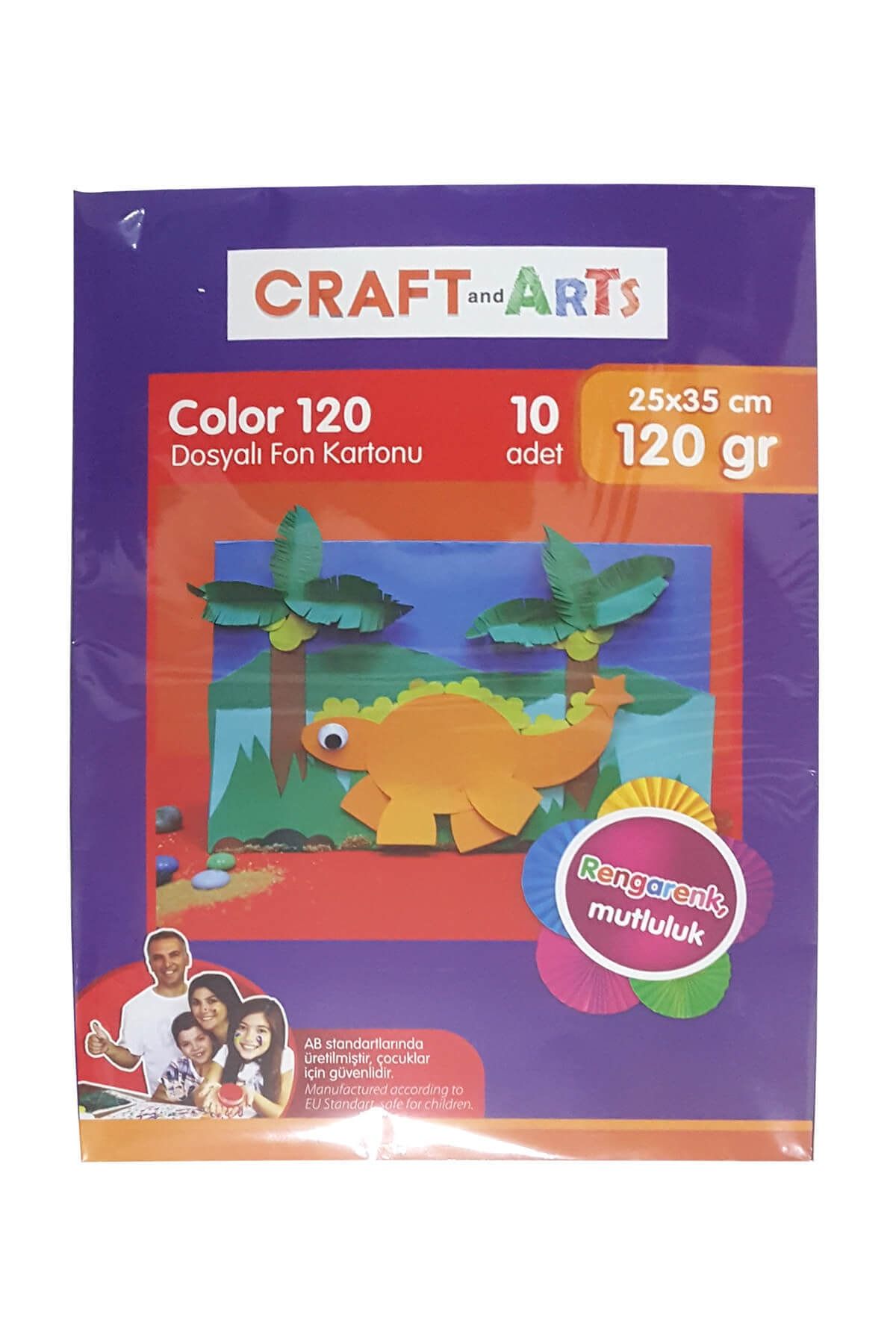 Craft and Arts Color 120 Dosyalı Fon Kartonu 10 Renk 120gr 25x35cm N:2702-D